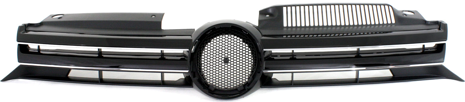 AM GOLF 10-14 GRILLE Textured Black Shell and Insert w Chrome Insert Molding 6 Speed Transmission Hatchback SKU REPV070112 Partslink VW1200144 OEM 5K0853651AMZLL
