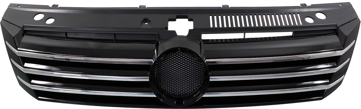 AM PASSAT 12-15 GRILLE Painted Black Shell and Insert w o 4 Vertical Chrome Molding SKU REPV070123 Partslink VW1200153 OEM 561853651COQE