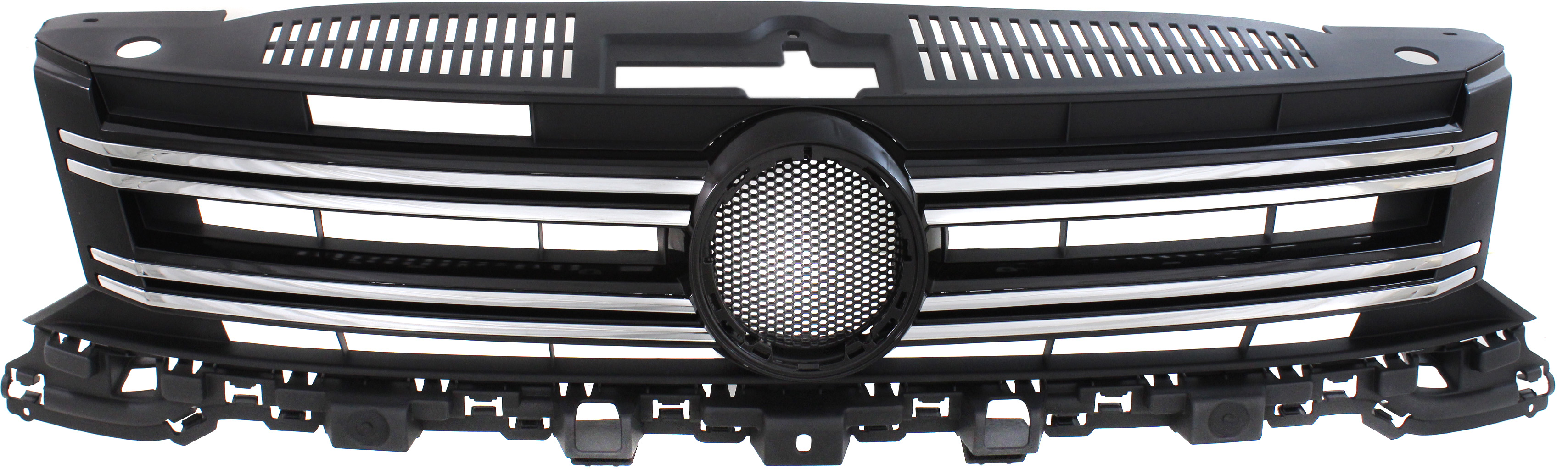 AM TIGUAN 12-17 TIGUAN LIMITED 17-18 GRILLE Textured Black Shell and Insert w Chrome Molding CAPA SKU REPV070128Q Partslink VW1200160C OEM 5N0853651J9B9