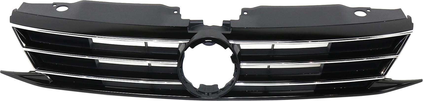 AM JETTA 15-18 GRILLE Textured Black Shell and Insert w Chrome Molding Exc. GLI Hybrid Models w o Collision Warning SKU REPV070129 Partslink VW1200165 OEM 5C6853651AJZLL