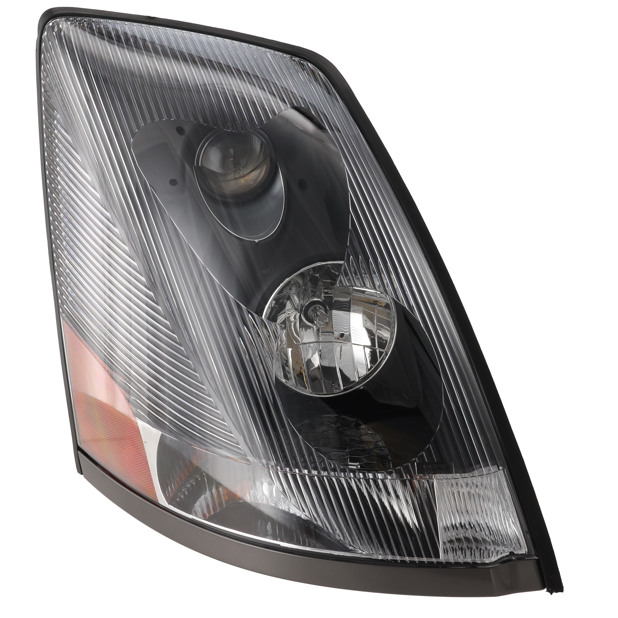 AM VOLVO HD VNL VNM 04-18 HEAD LAMP RH Assembly Halogen Black Interior SKU REPV100303 HD Partslink VO2503156 OEM 82329127