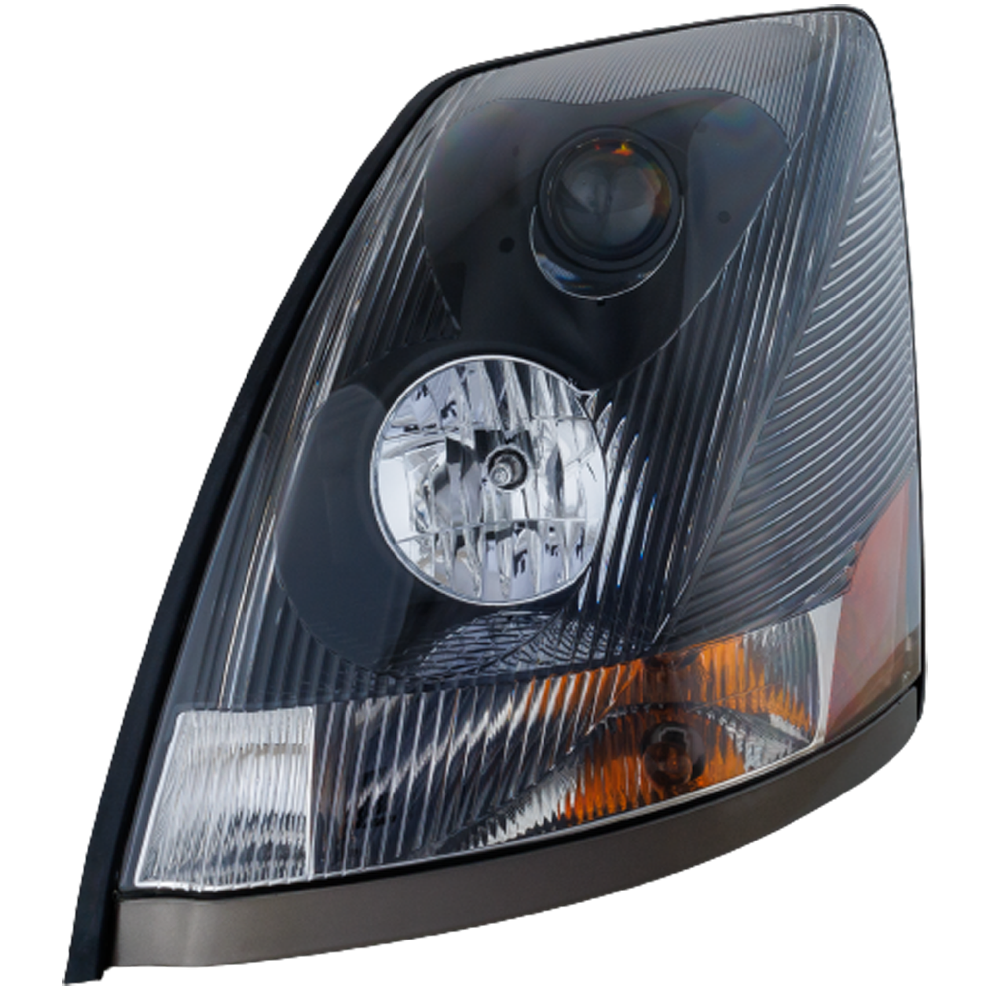 AM VOLVO HD VNL VNM 04-18 HEAD LAMP LH Assembly Halogen Black Interior SKU REPV100304 HD Partslink VO2502156 OEM 82329124