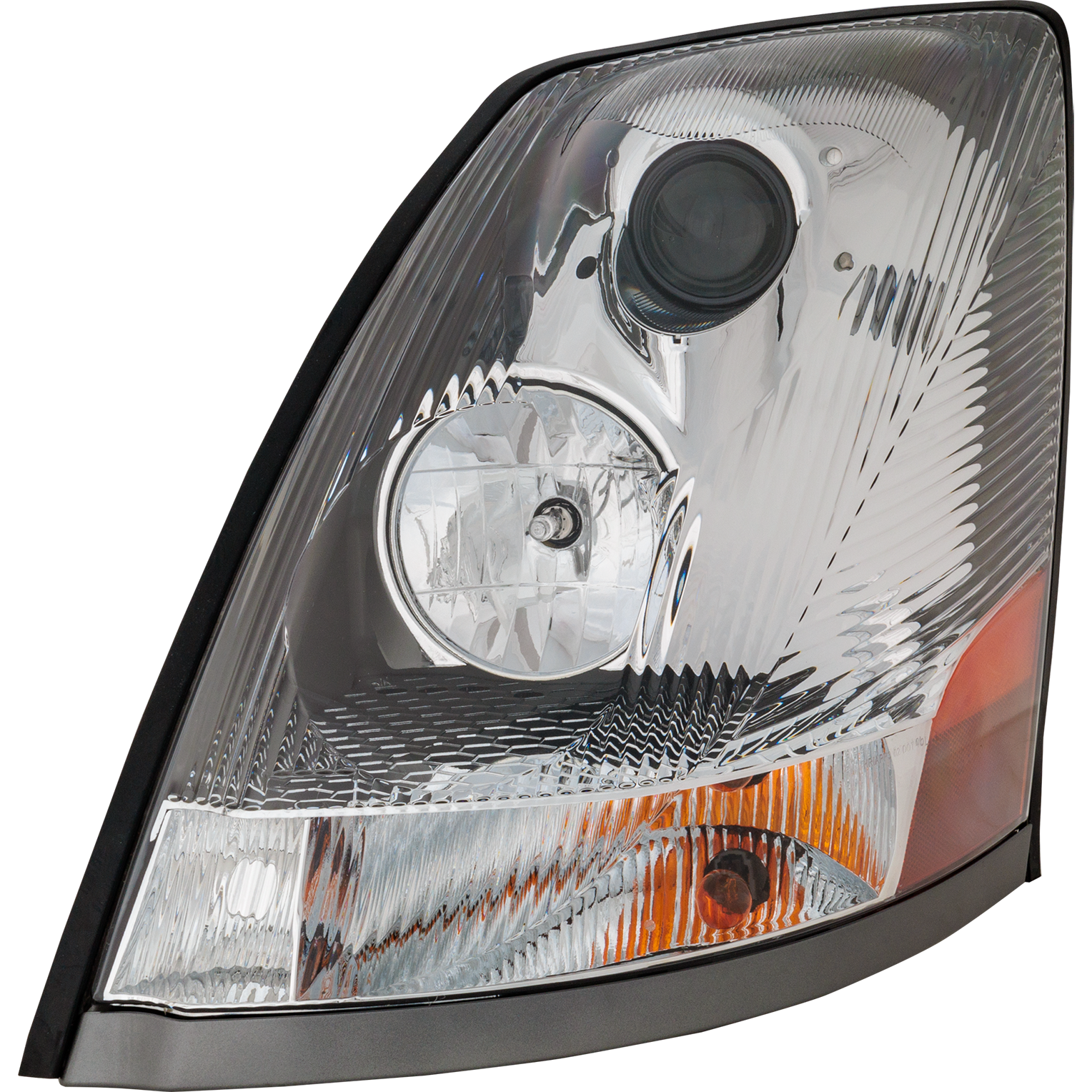 AM VOLVO HD VNL 04-15 HEAD LAMP LH Assembly Halogen Chrome Interior w Non Protruding Lens SKU REPV100308 HD OEM 82329590