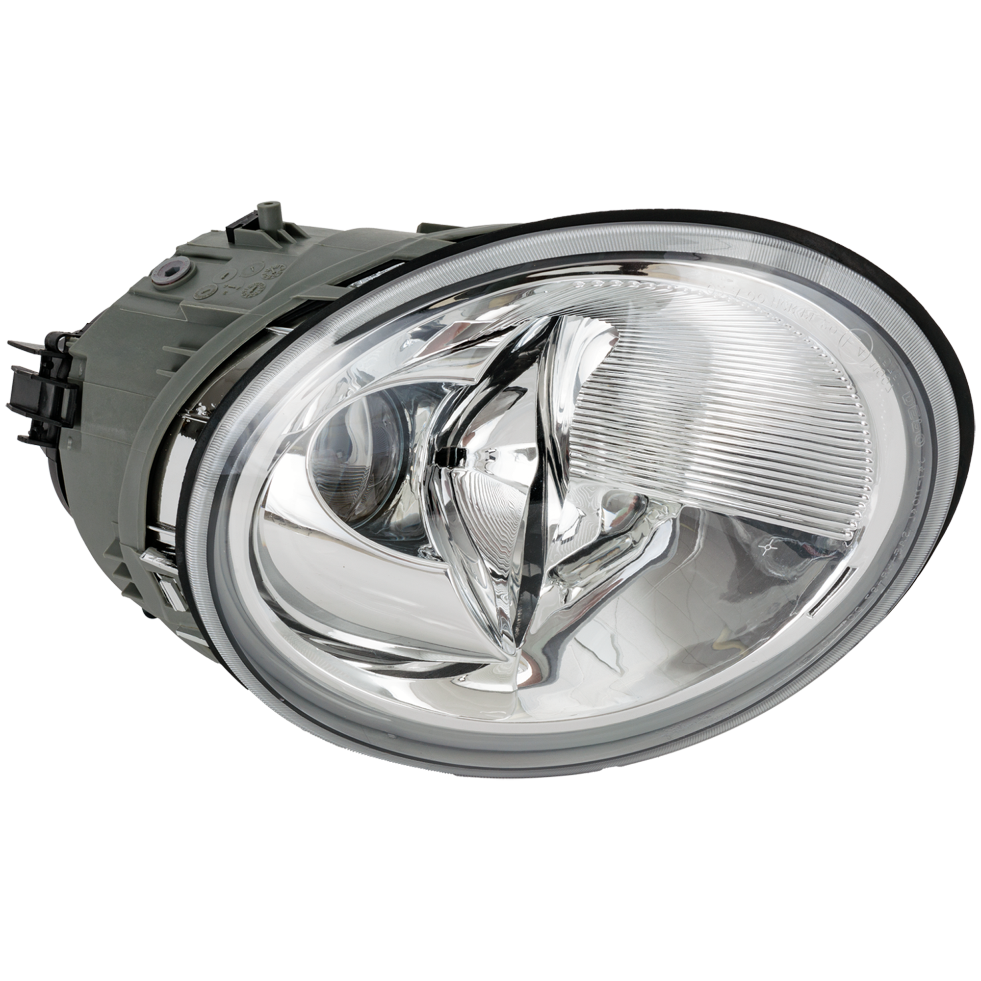 AM BEETLE 98-05 HEAD LAMP RH Lens and housing Halogen w o Turbo S Model SKU REPV100321 Partslink VW2503106 OEM 1C0941030K
