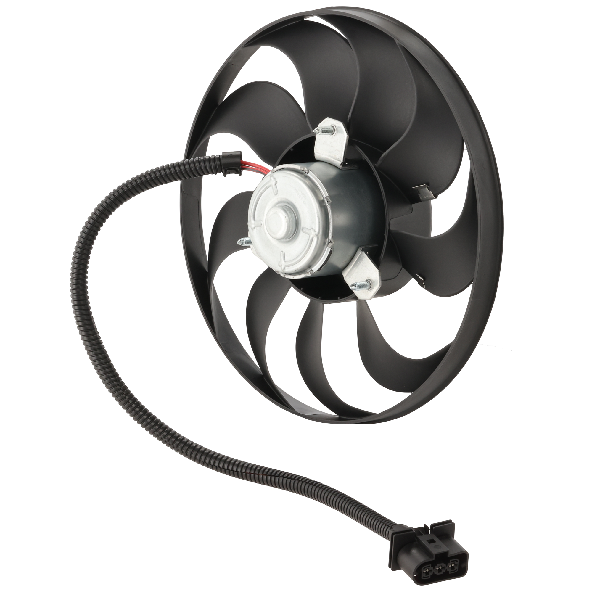 AM BEETLE 98-07 A C CONDENSER FAN ASSEMBLY RH Single Fan 220-60w 290mm Dia. SKU REPV160501 Partslink VW3117111 OEM 1C0959455C