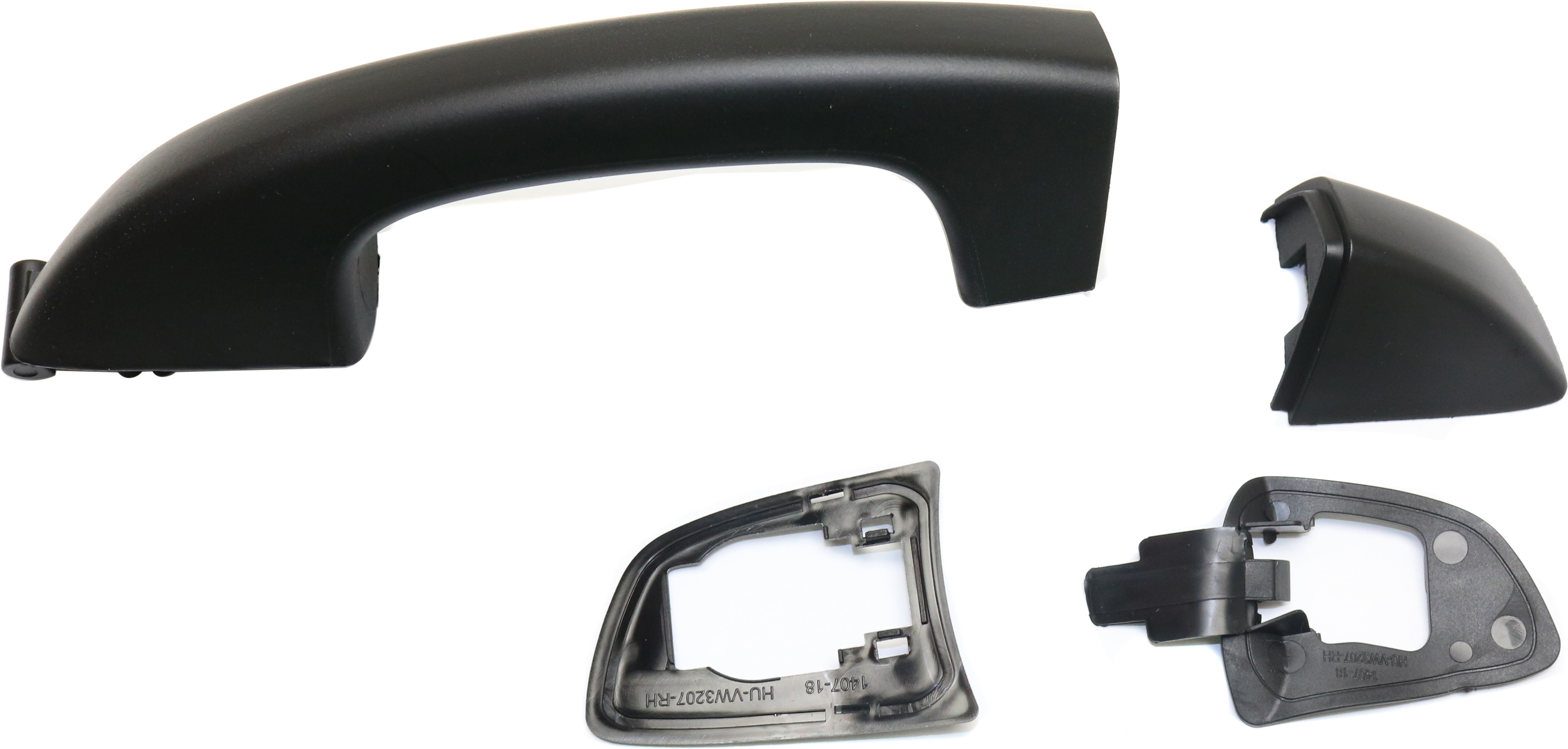 AM GOLF GTI 10-14 FRONT EXTERIOR DOOR HANDLE RH Primed Black Handle Cover Small Plastic w o Keyhole SKU REPV462153K OEM 1K8837880GRU 1K8837206FGRU