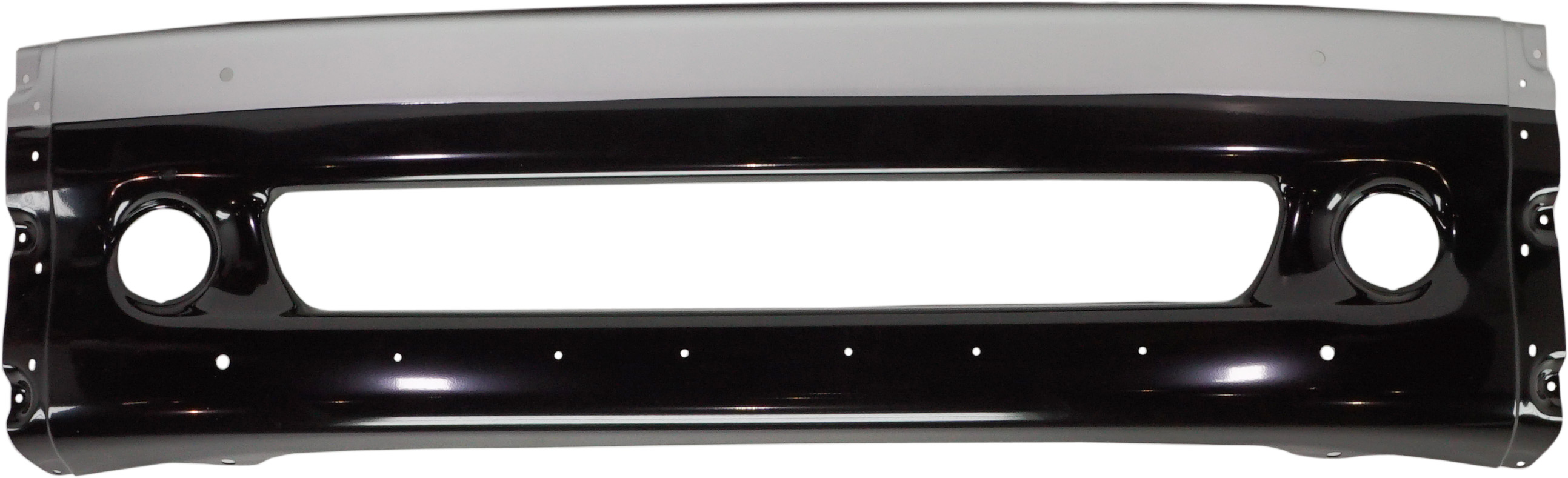 AM FREIGHTLINER COLUMBIA 02-11 FRONT BUMPER Black w Silver w Fog Light Hole w o Tow Hook Hole SKU RF01010008 HD OEM 2126020007