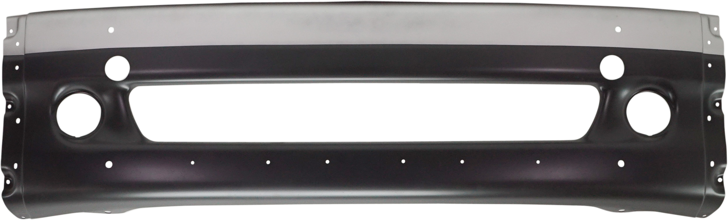 AM FREIGHTLINER COLUMBIA 02-11 FRONT BUMPER Black w Silver w Fog Light and Tow Hook Holes SKU RF01010009 HD OEM 2126020012