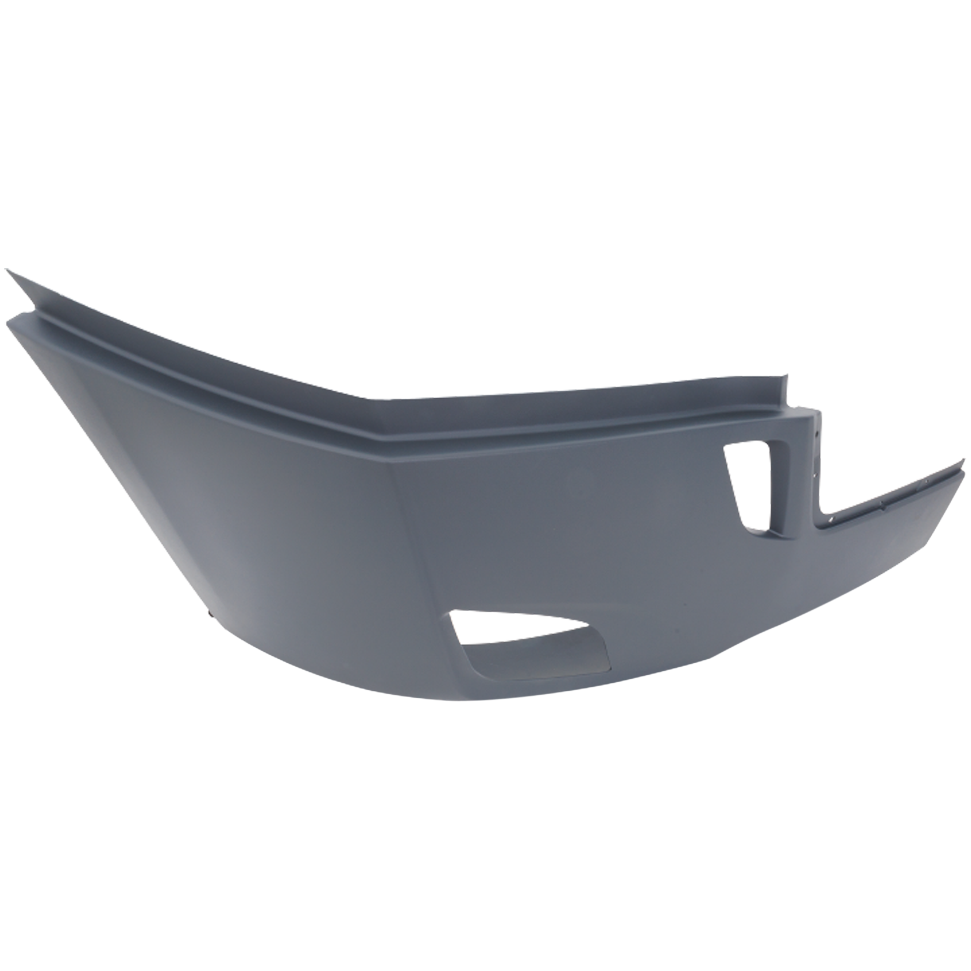 AM FREIGHTLINER CASCADIA 18-22 FRONT BUMPER END RH Gray w Fog Light Holes w Deflector Holes SKU RF01110037 HD OEM 2128980013