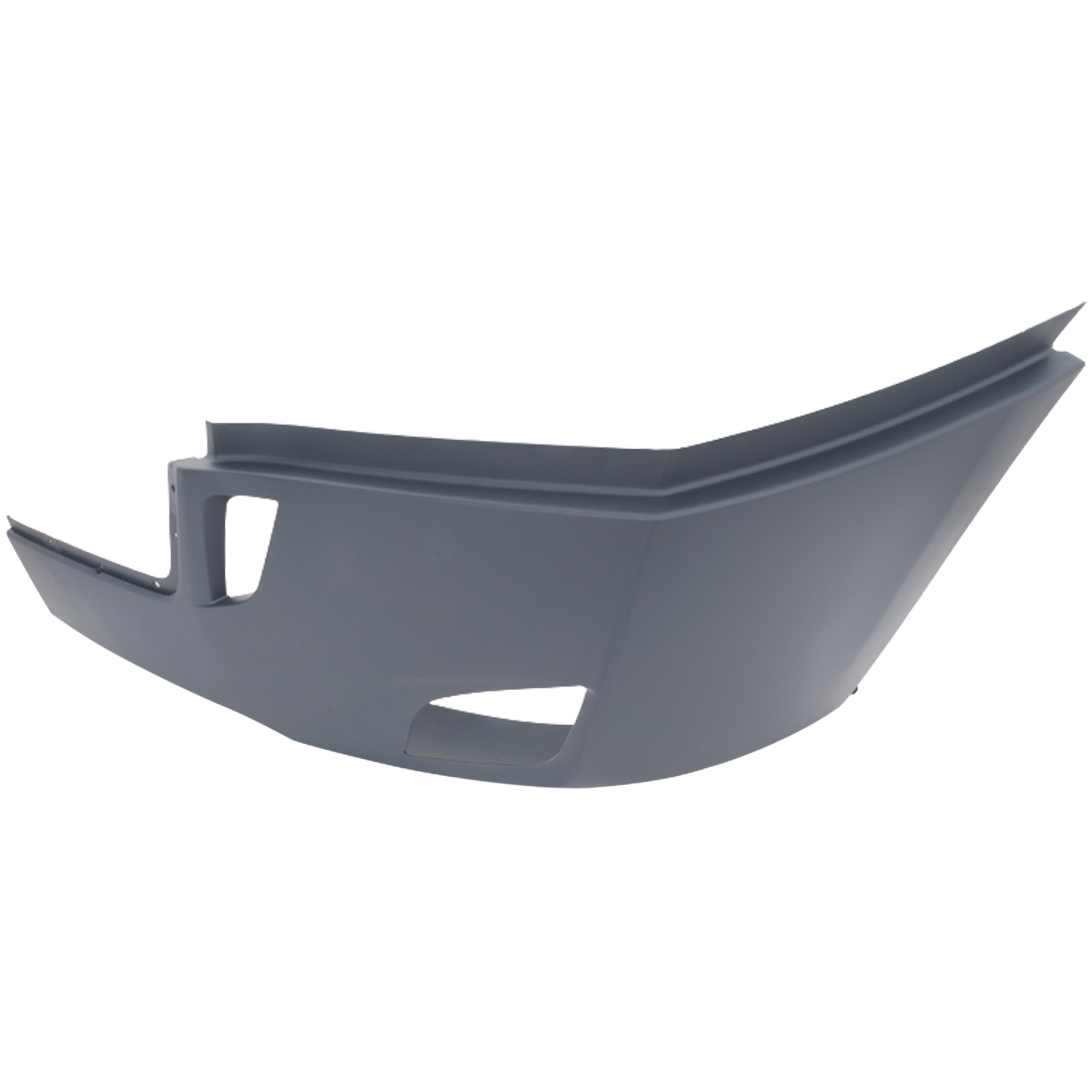 AM FREIGHTLINER CASCADIA 18-22 FRONT BUMPER END LH Gray w Fog Light Holes w Deflector Holes SKU RF01110038 HD OEM 2128980012