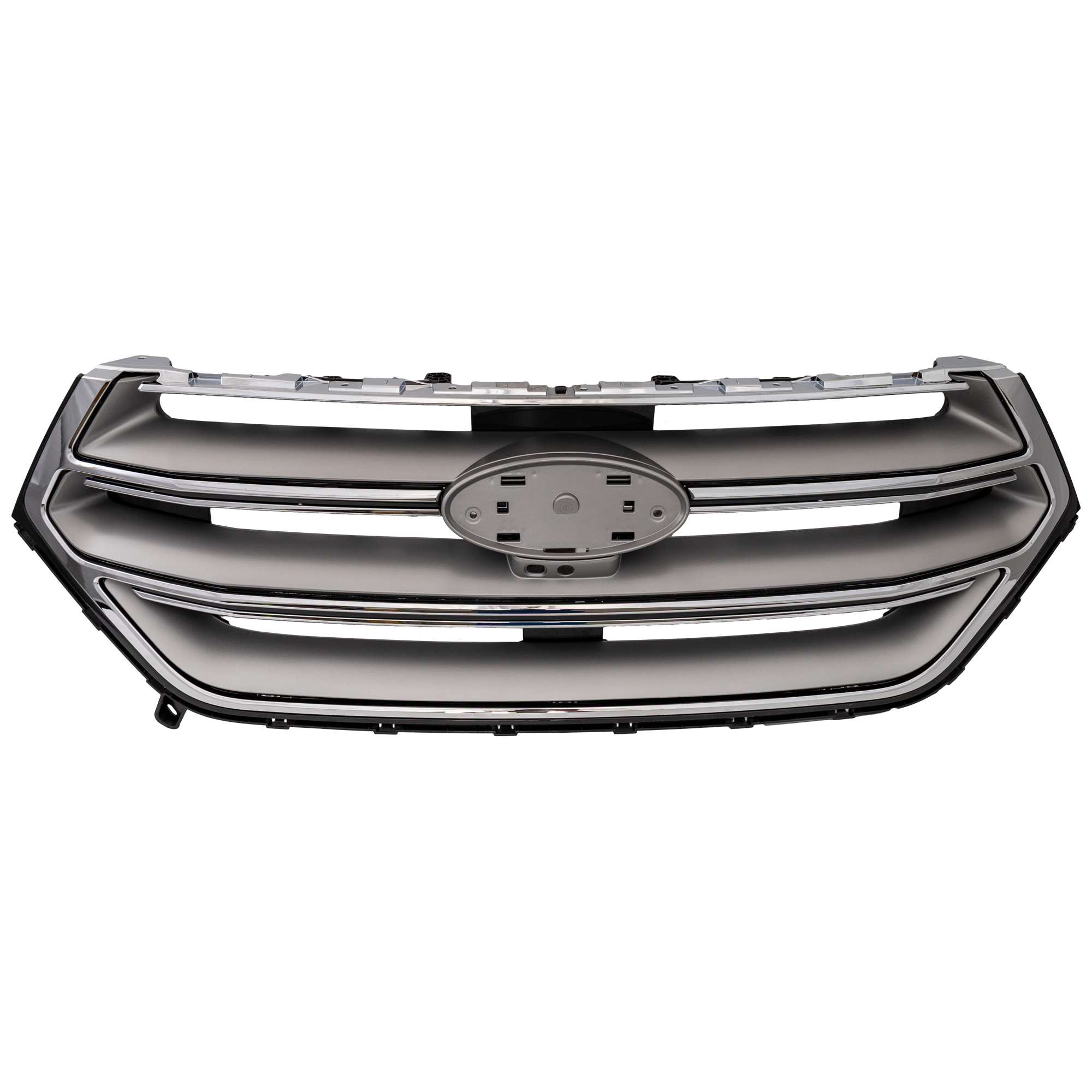 AM EDGE 15-18 GRILLE Txtd Blk w Gray Molding and Chrome Frame Titanium Model w Camera Hole CAPA SKU RF07010017Q Partslink FO1200560C OEM FT4Z8200CA