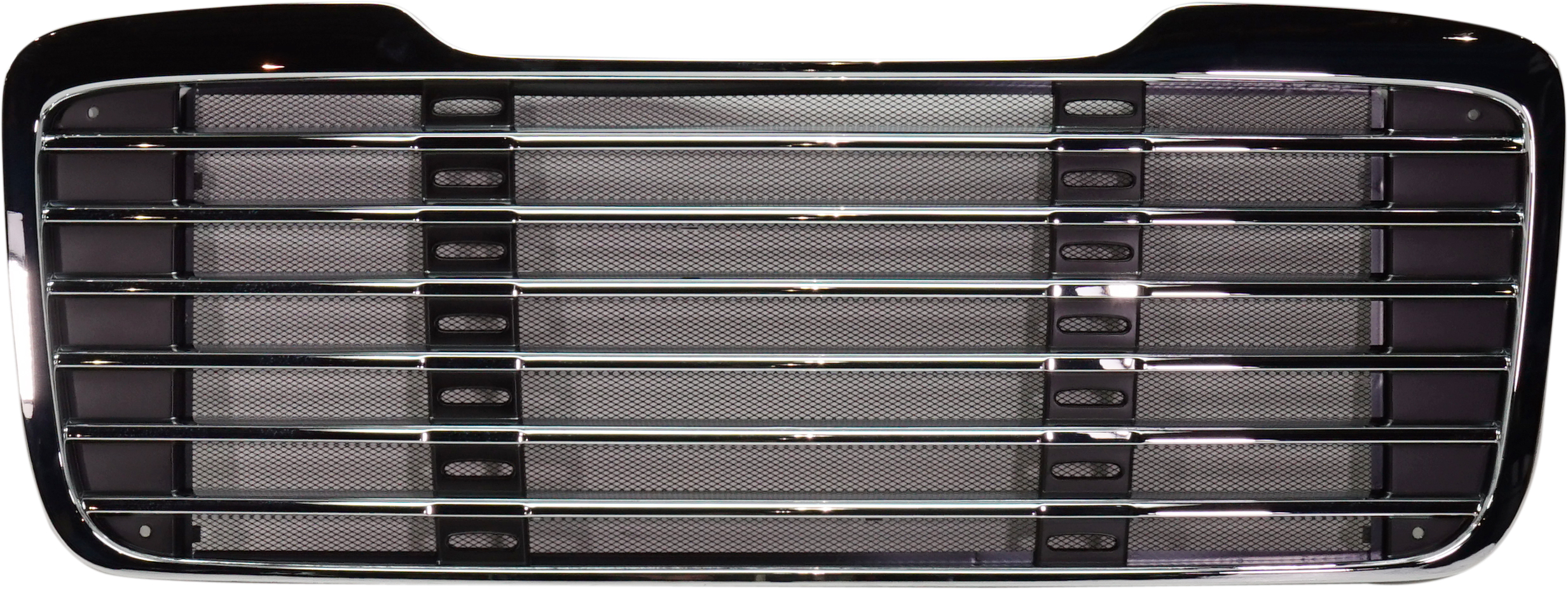 AM FREIGHTLINER M2-106-112-03-15 GRILLE Chrome Horizontal Bar Insert w Bug Screen SKU RF07010037 HD OEM A1714787001 A1714104001