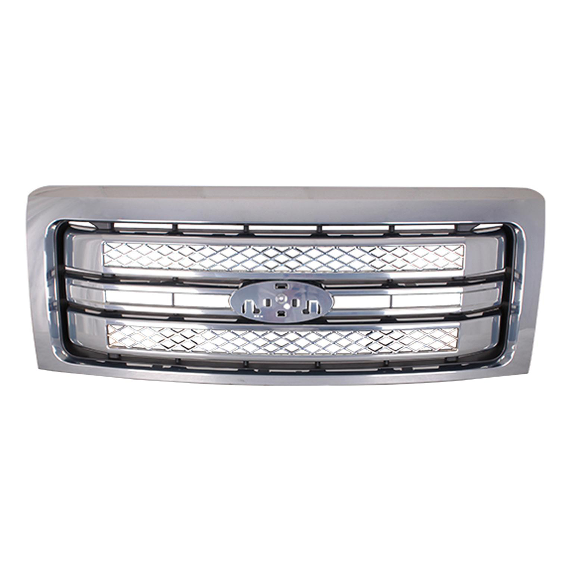 AM F 150-13-14 GRILLE Plastic Textured Black Chrome Insert Platinum Model CAPA SKU RF07010067Q Partslink FO1200631C OEM DL3Z8200EA