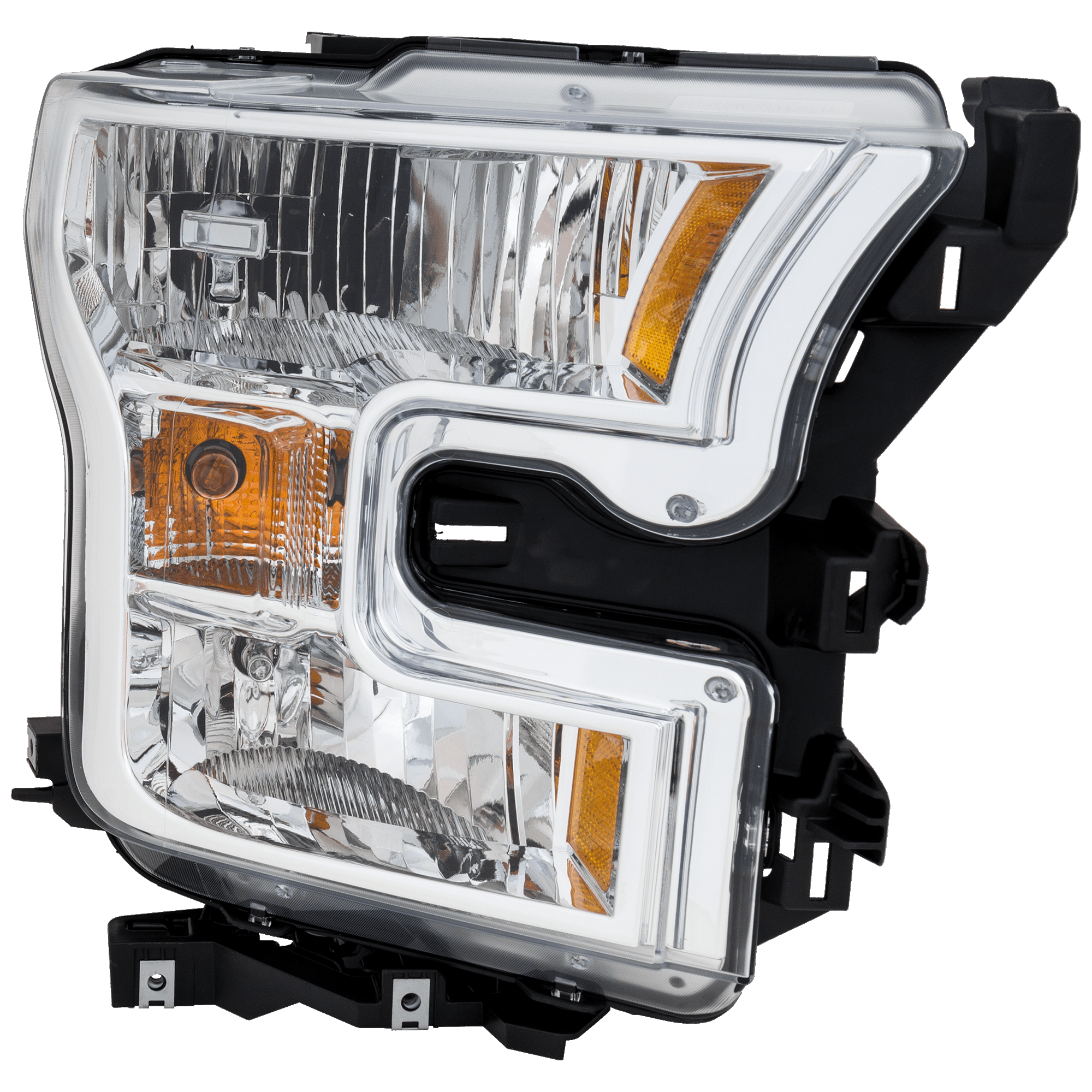 AM F 150-15-17 HEAD LAMP RH Assembly Halogen Exc. Raptor Model 16-17 Crew Extended w o Special Edition Package Reg Cab Chrome Interior CAPA SKU RF10010019Q OEM FL3Z13008A PFM