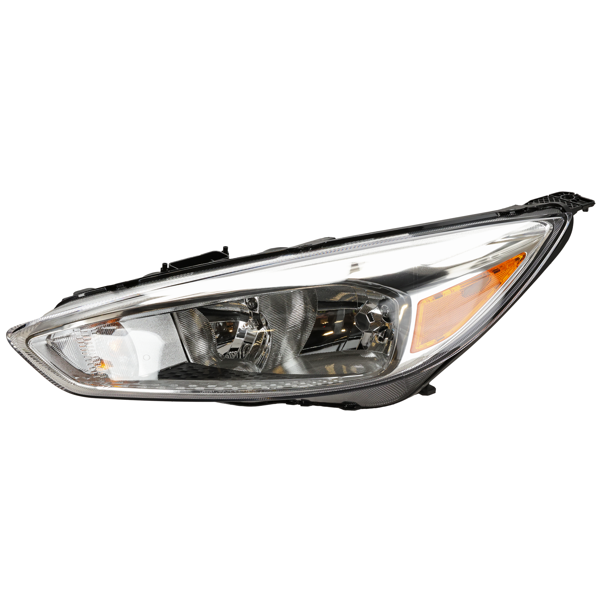 AM FOCUS 15-18 HEAD LAMP LH Assembly Halogen S SE SEL Titanium Models Chrome Interior w o LED Daytime Running Light CAPA SKU RF10010026Q OEM F1EZ13008GT PFM