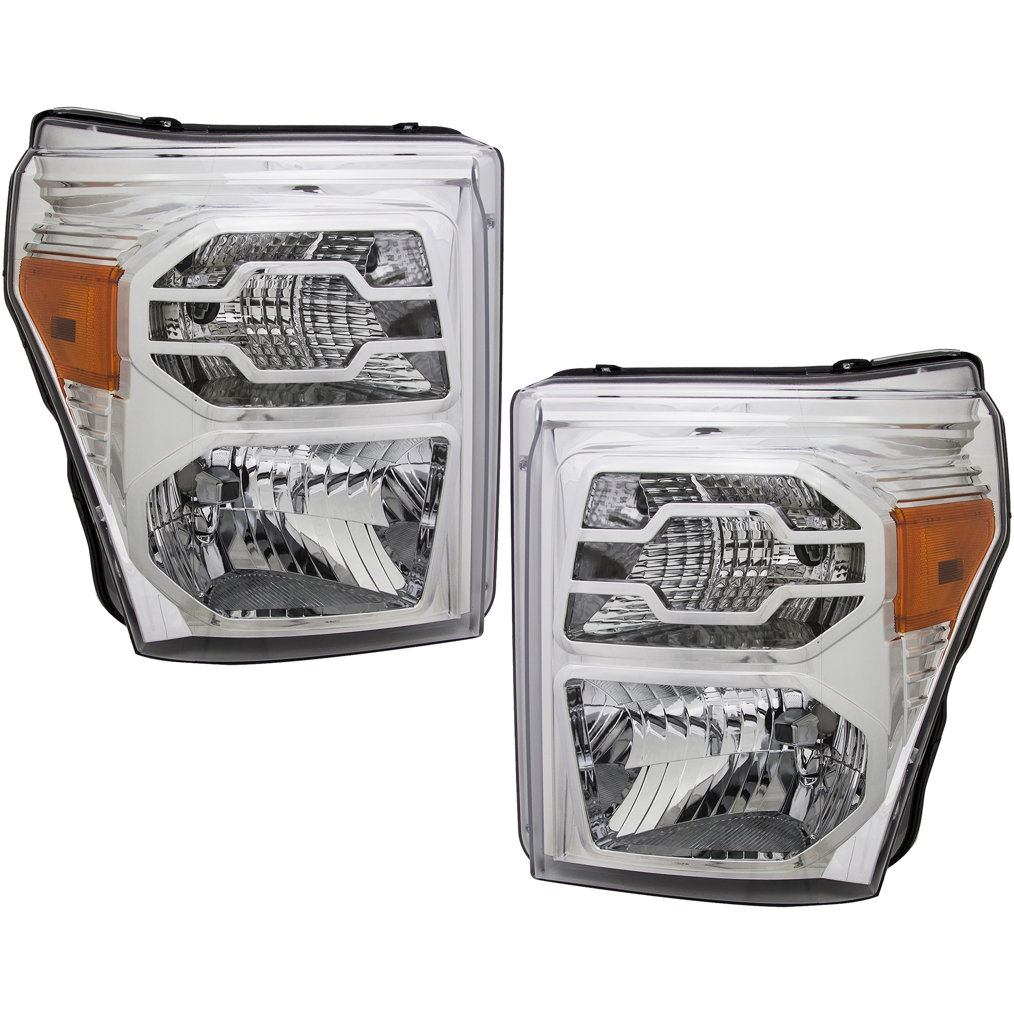 AM F SERIES SUPER DUTY 11-16 HEAD LAMP RH AND LH Lens and Housing Chrome Interior SKU RF10010155 OEM BC3Z13008E PFM BC3Z13008F PFM