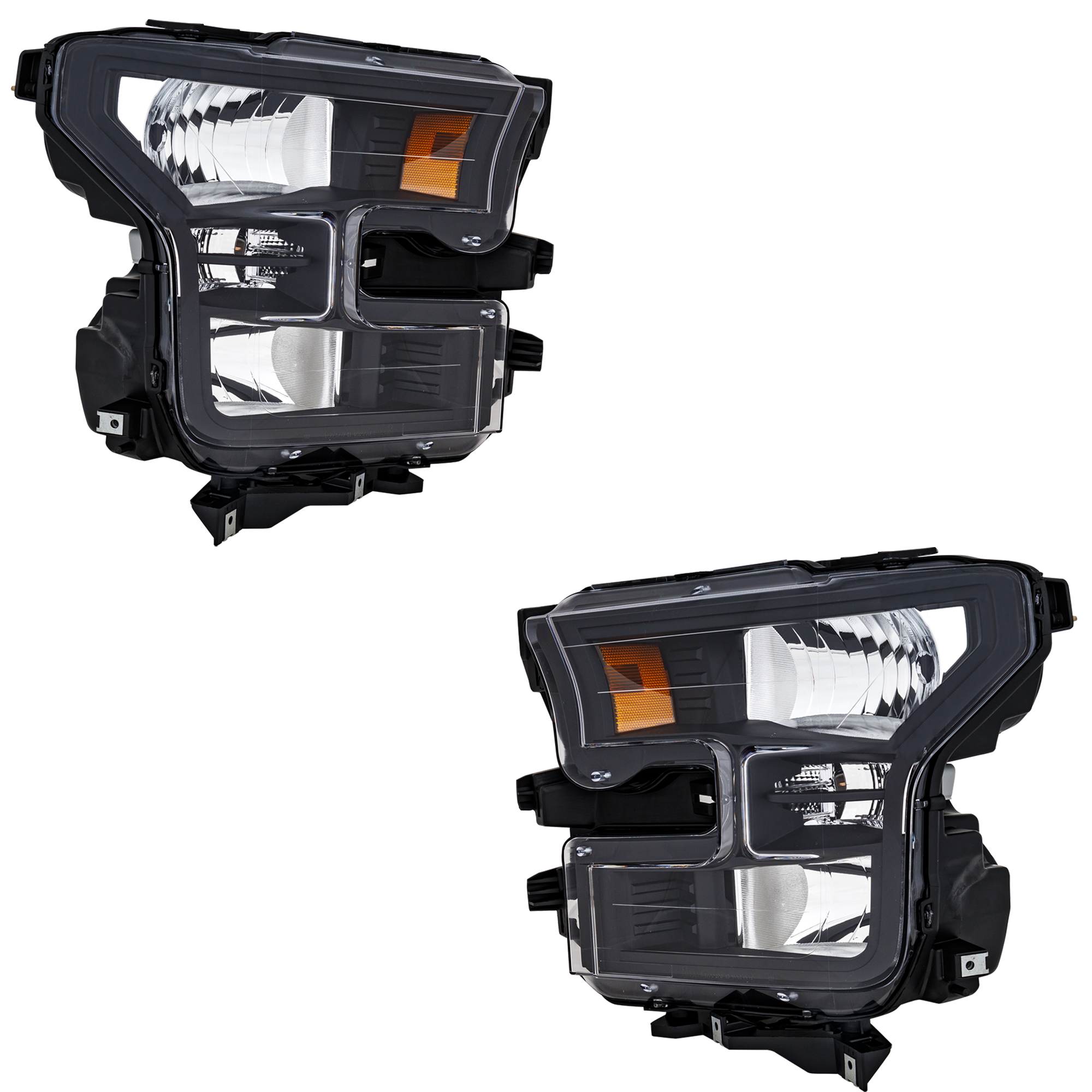 AM F 150 PICKUP 15-17 HEAD LAMP RH AND LH Lens and Housing Halogen Black Interior Exc. Raptor Model w o Special Edition Package SKU RF10010158 OEM FL3Z13008A PFM FL3Z13008B PFM