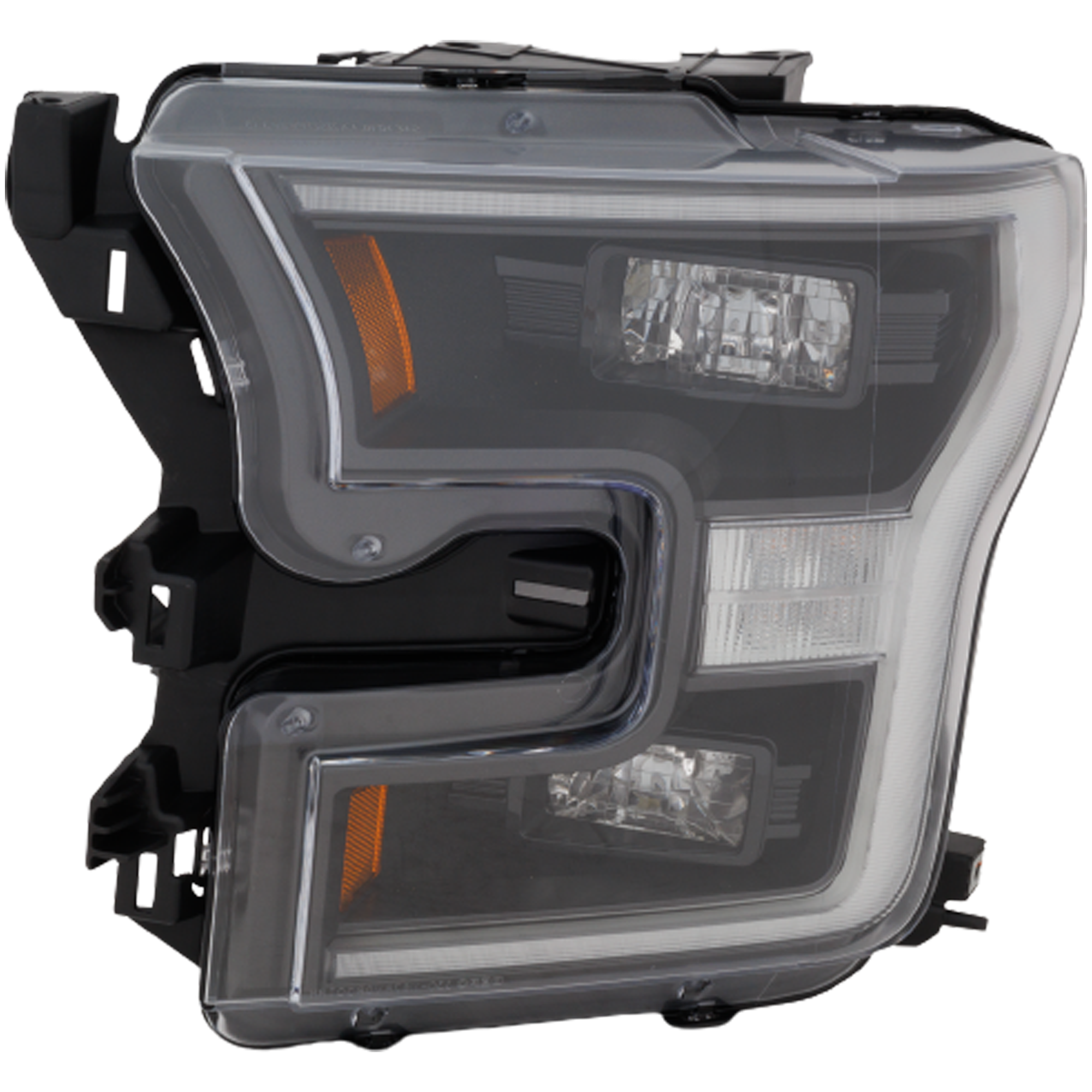 AM F 150-17-20 HEAD LAMP LH Lens and Housing LED w Black Bezel Raptor Model CAPA SKU RF10010228UQ OEM HL3Z13008M PFM