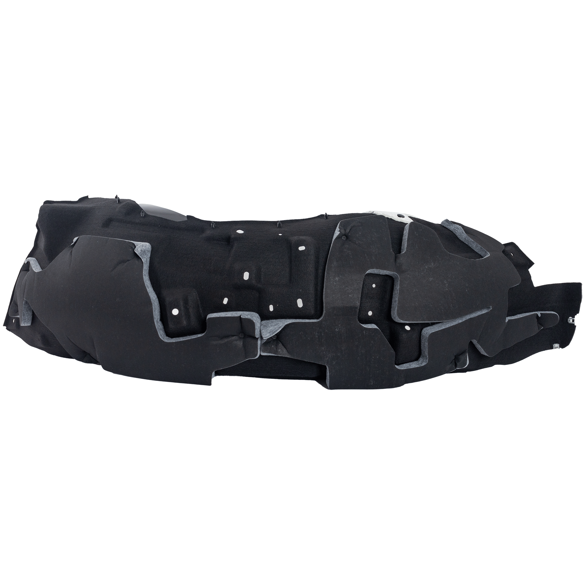 AM F 150-21-22 FRONT FENDER LINER LH Plastic Thermo Form w Insulation Foam Crew Cab Pickup 3.0L Eng. XL XLT Models Platinum Lariat King Ranch Models Extended Cab Pickup Lariat Model CAPA SKU RF22210070Q Partslink FO1248210C OEM ML3Z16103D