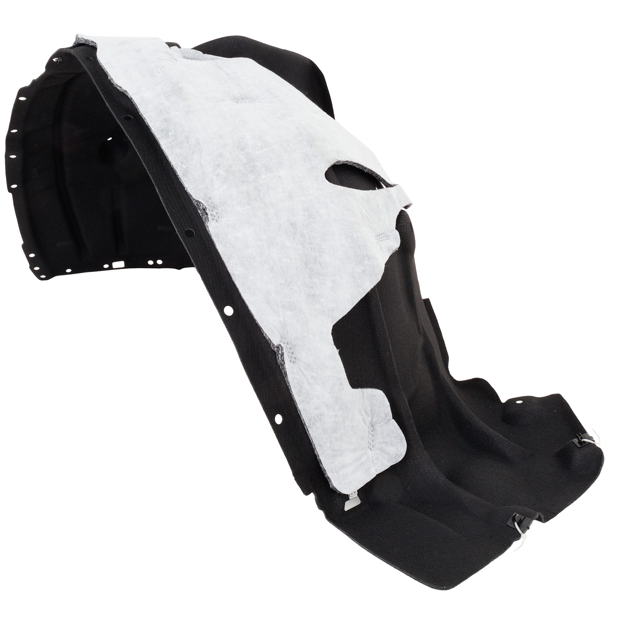 AM MUSTANG MACH E 21-23 FRONT FENDER LINER LH Plastic Heated Form w Insulation Foam SKU RF22210090 Partslink FO1248220 OEM LJ8Z16103A
