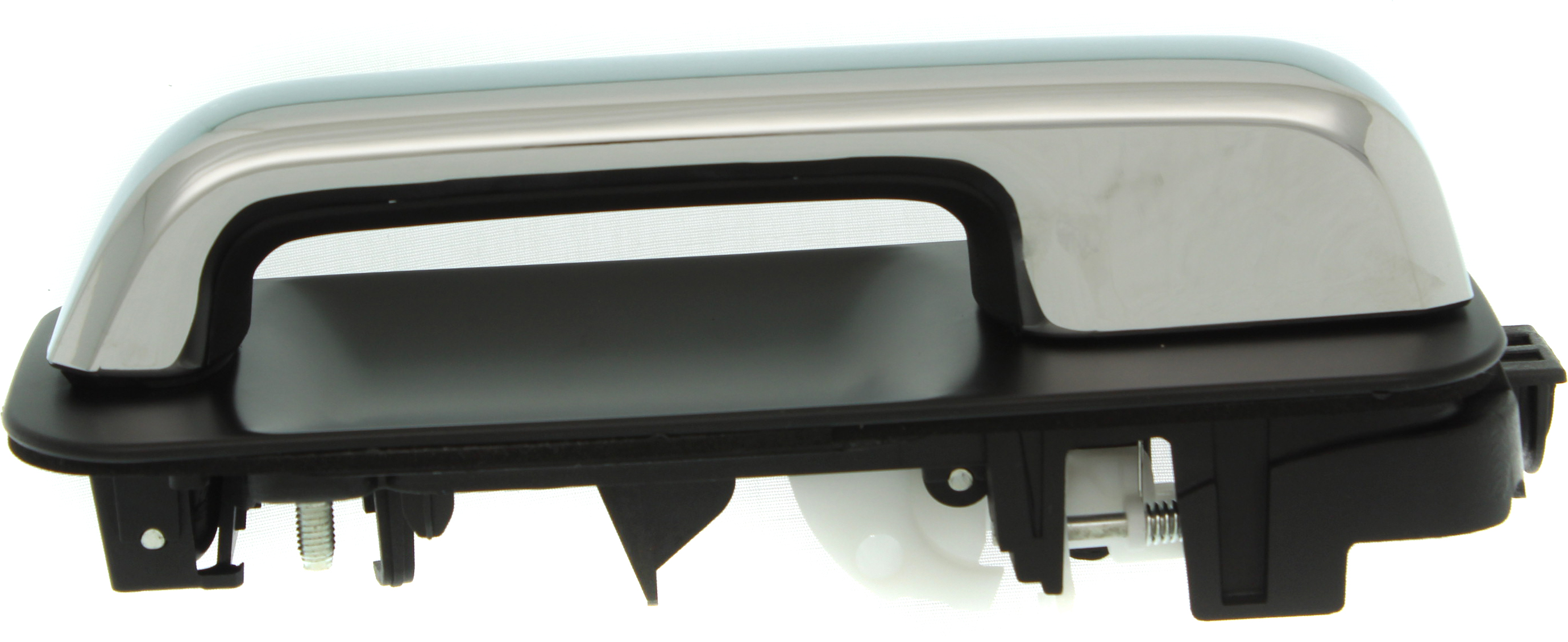 AM F 150-15-22 FRONT EXTERIOR DOOR HANDLE RH Chrome Lever Black Housing w o Keyhole and Power Lock Exc. Raptor Model Crew Cab =REAR Extended Standard Cab SKU RF46210003K OEM FL3Z1522404DBPTM