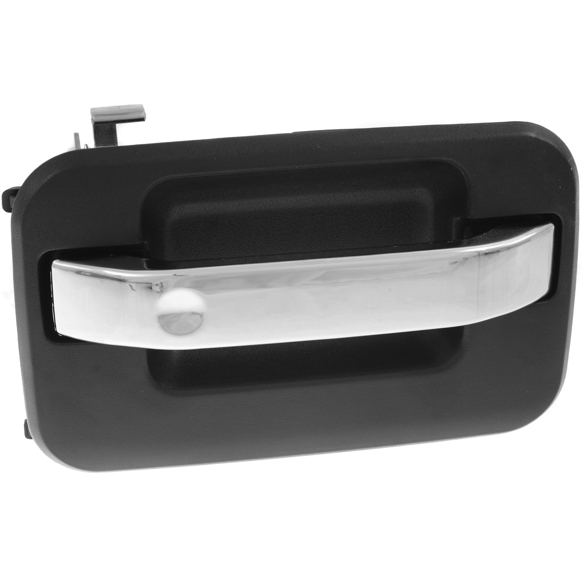 AM F 150-09-22 FRONT EXTERIOR DOOR HANDLE RH Chrome Lever Textured Black Housing w o Keyhole w Metal Connector =REAR SKU RF46210043K OEM 9L3Z1522404AA 9L3Z1626604AA