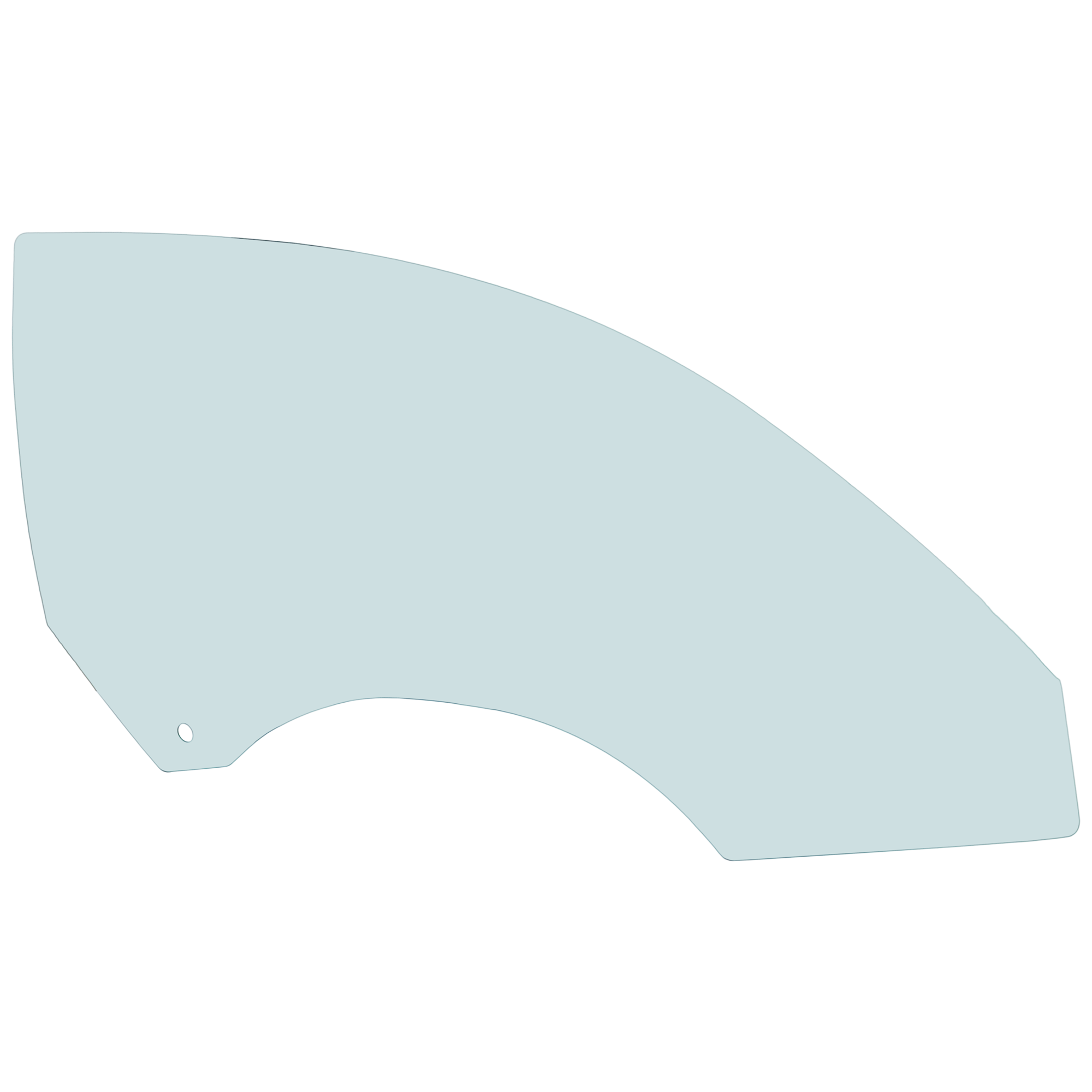 AM MUSTANG 15-24 FRONT DOOR GLASS RH Green Tint w Solar Convertible 15-17 SKU RF48010043 OEM JR3Z6321410A