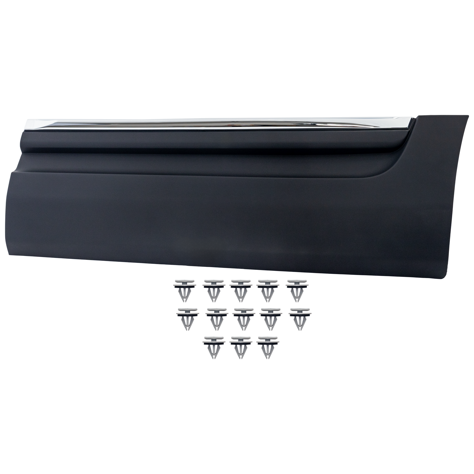 AM EXPLORER 11-15 REAR DOOR MOLDING LH Textured Black w Chrome Insert SKU RF49090004 Partslink FO1504113 OEM BB5Z7825557BA