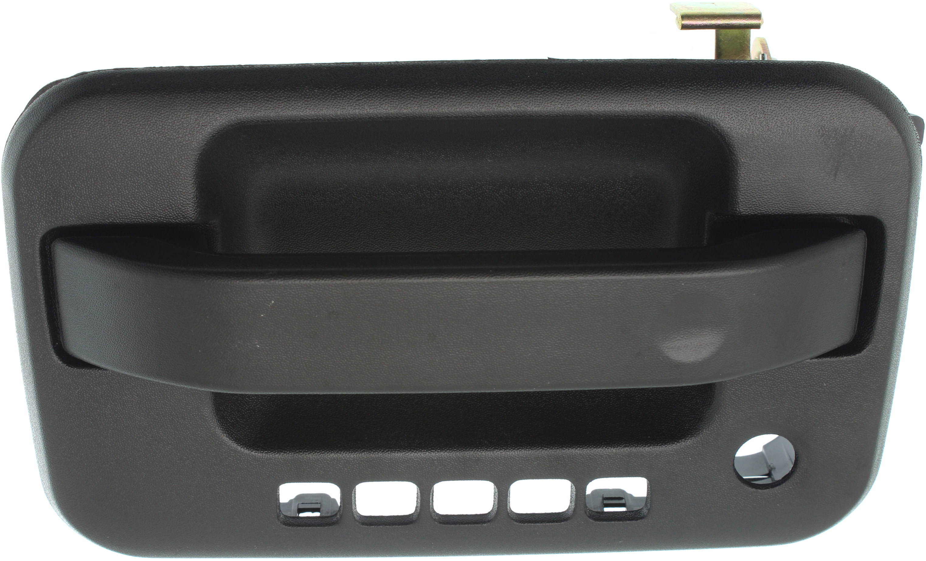 AM F 150-09-22 FRONT EXTERIOR DOOR HANDLE LH Textured Black w Keyhole and Keypad Hole w Metal Connector SKU RF49230050