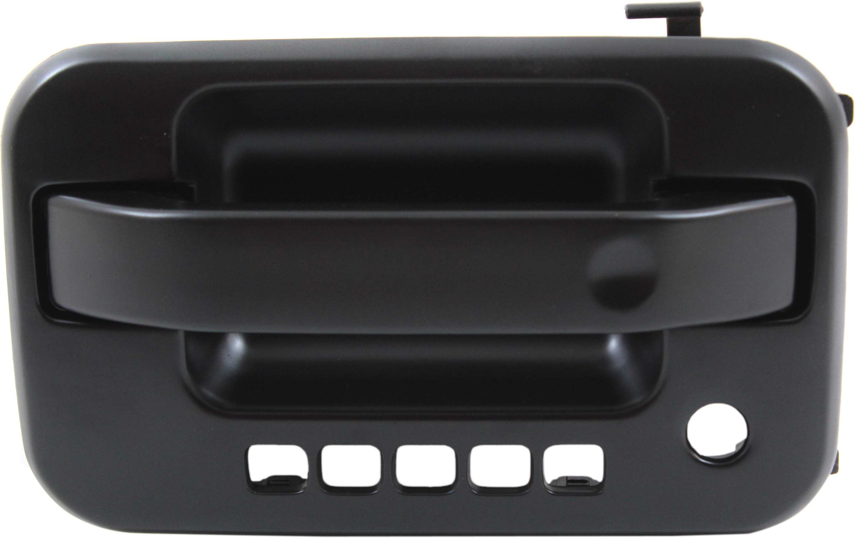 AM F 150-09-22 FRONT EXTERIOR DOOR HANDLE LH Primed Black w Keyhole and Keypad Hole w Metal Connector SKU RF49230056 OEM CL3Z1522405AA