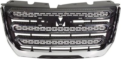 AM TERRAIN 16-17 GRILLE Textured Black Shell and Insert w Chrome Frame SLT Model SKU RG07010006 Partslink GM1200724 OEM 23379210