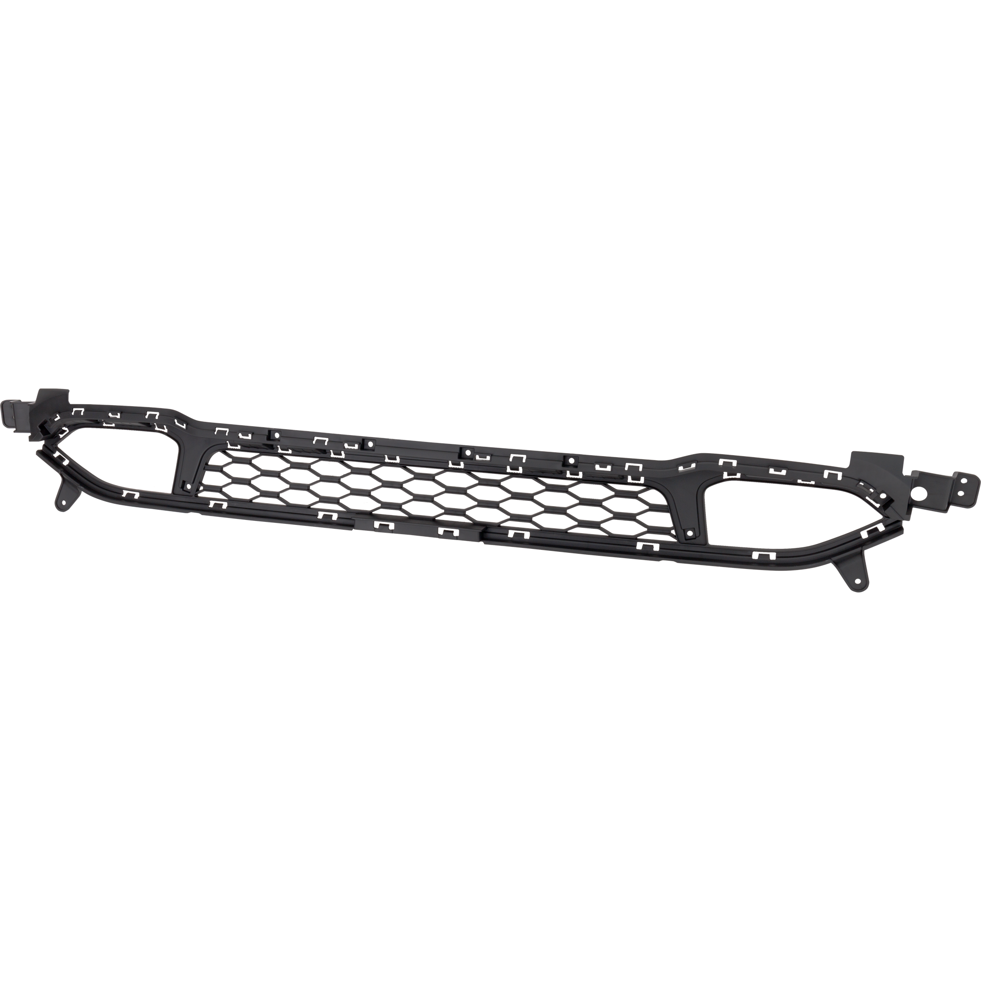 AM KONA 18-21 FRONT BUMPER GRILLE Lower Black Plastic w Fog Light Holes w o Pedestrian Recognition SKU RH01530040 Partslink HY1036154 OEM 86561J9010