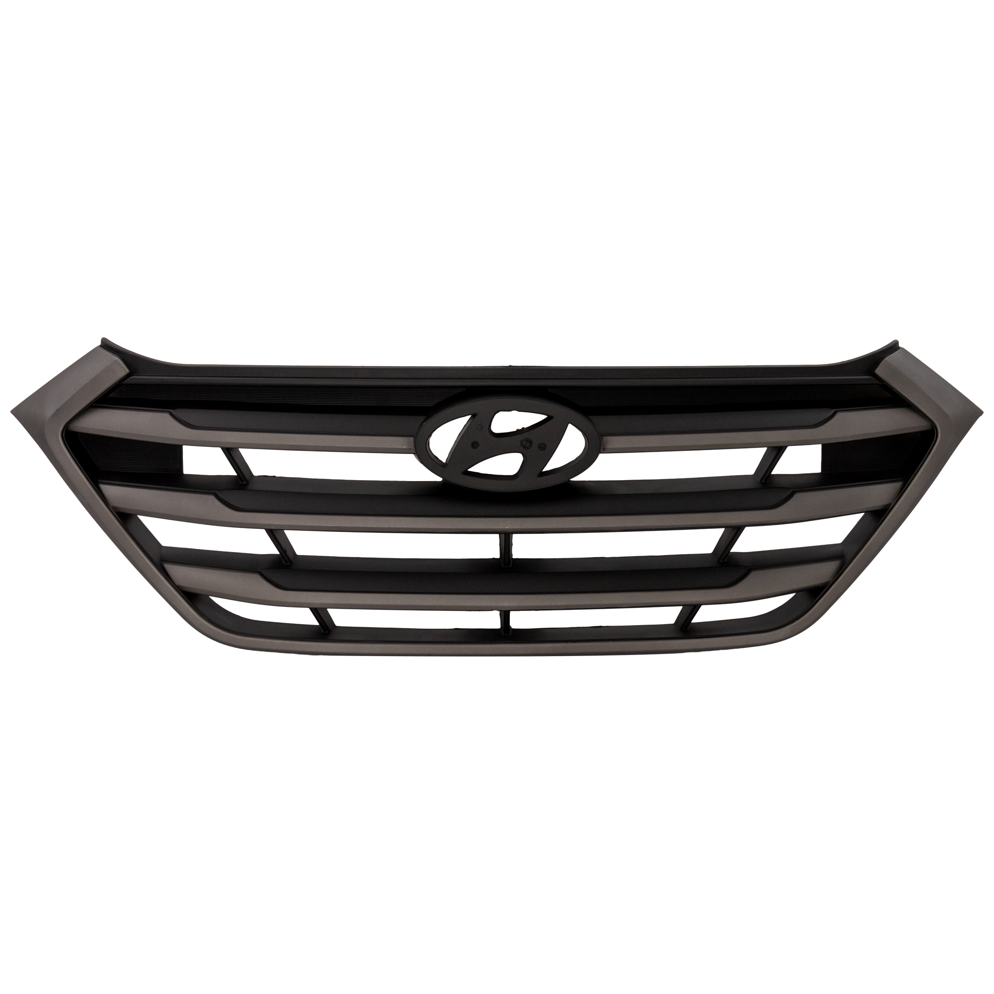 AM TUCSON 16-18 GRILLE Painted Silver Shell Painted Blk Insert w o Pedestrian Recognition Exc. Fuel Cell Model CAPA SKU RH07010005Q Partslink HY1200189C OEM 86350D3000RAM 86350D3000GAL