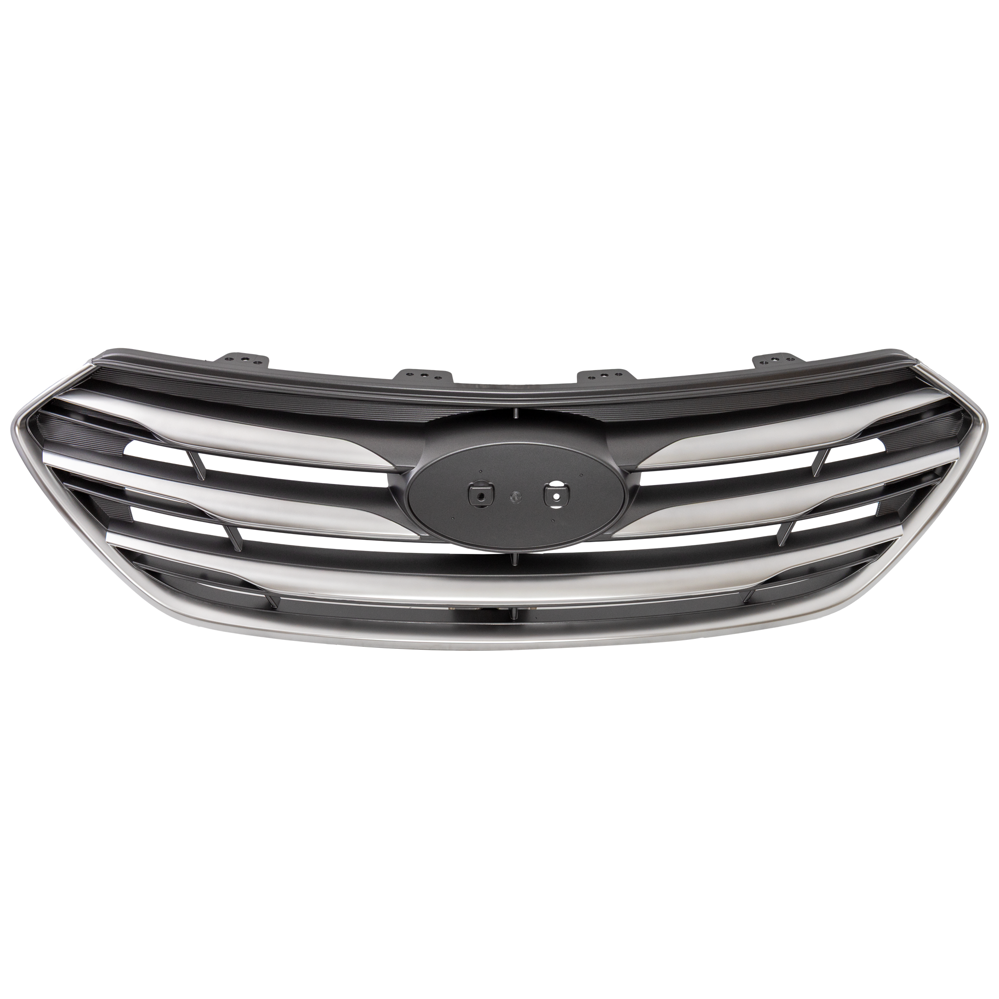 AM SANTA FE SPORT 17-18 GRILLE Painted Gray Shell and Insert w Chrome Molding w o Cam Hole SKU RH07010012 Partslink HY1200201 OEM 863514Z500