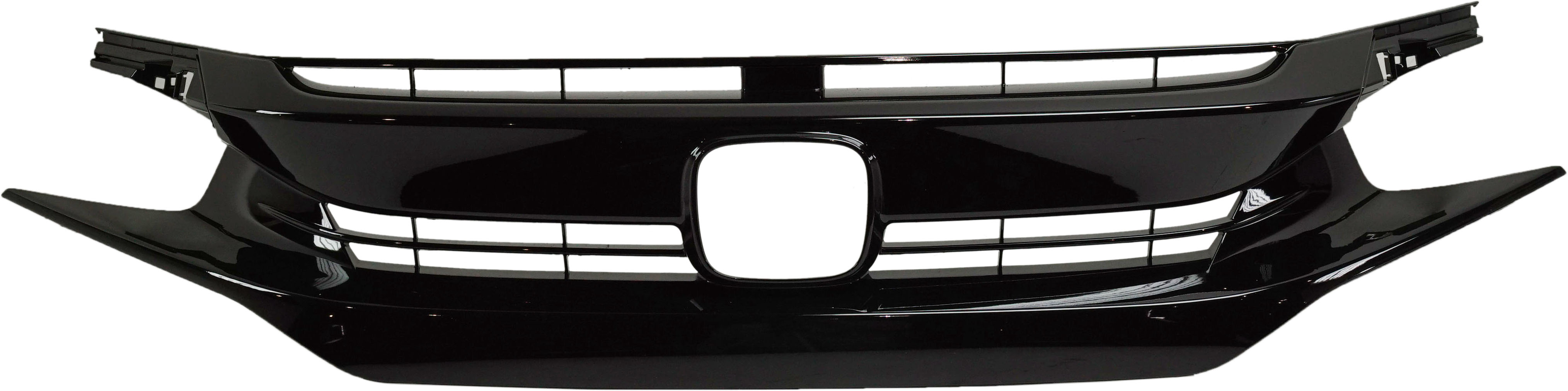 AM CIVIC 17-19 GRILLE Painted Black Shell and Insert Exc. Type R Model Hatchback CAPA SKU RH07010013Q Partslink HO1200235C OEM 71121TGGA01