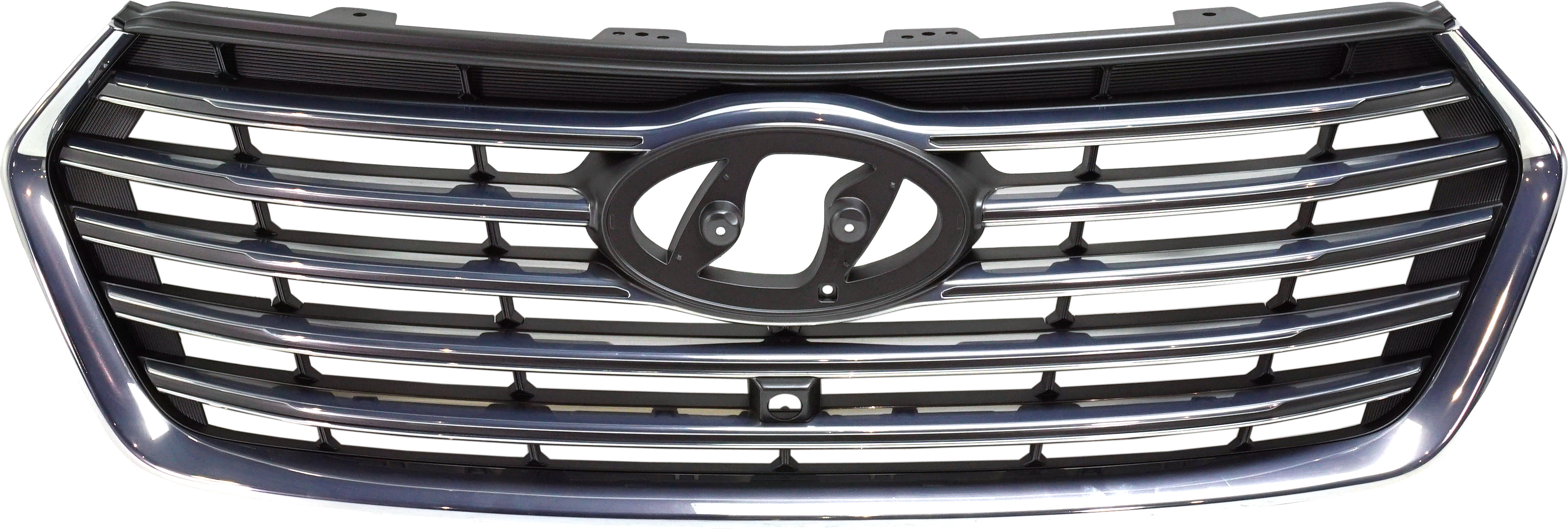AM SANTA FE 17-18 SANTA FE XL 17-19 GRILLE Gray Shell and Insert w Chrome Molding w Camera Hole SKU RH07010014 Partslink HY1200205 OEM 86350B8BB0