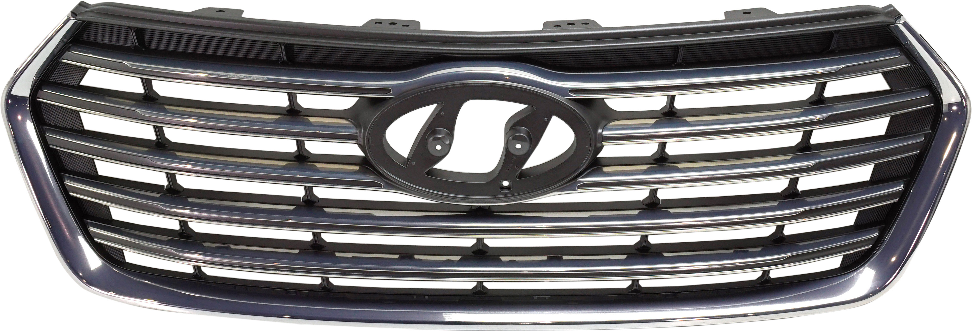 AM SANTA FE 17-18 SANTA FE XL 17-19 GRILLE Gray Shell and Insert w Chrome Molding w o Camera Hole SKU RH07010015 Partslink HY1200199 OEM 86350B8BA0