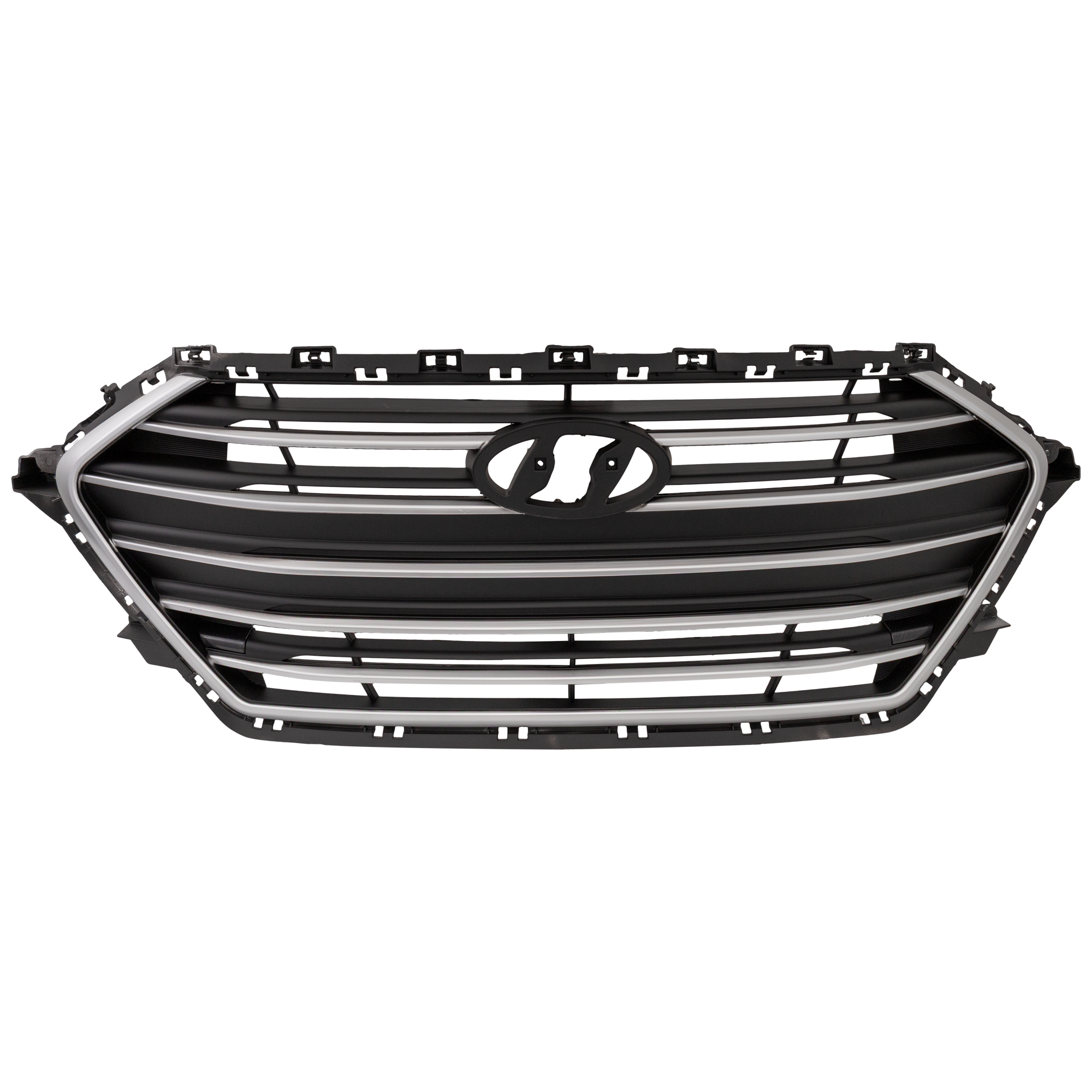 AM ELANTRA 17-18 GRILLE Painted Silver Shell Black Insert Exc. 1.6L Turbo Eng Sedan USA Built SKU RH07010016 Partslink HY1200204 OEM 86350F3000