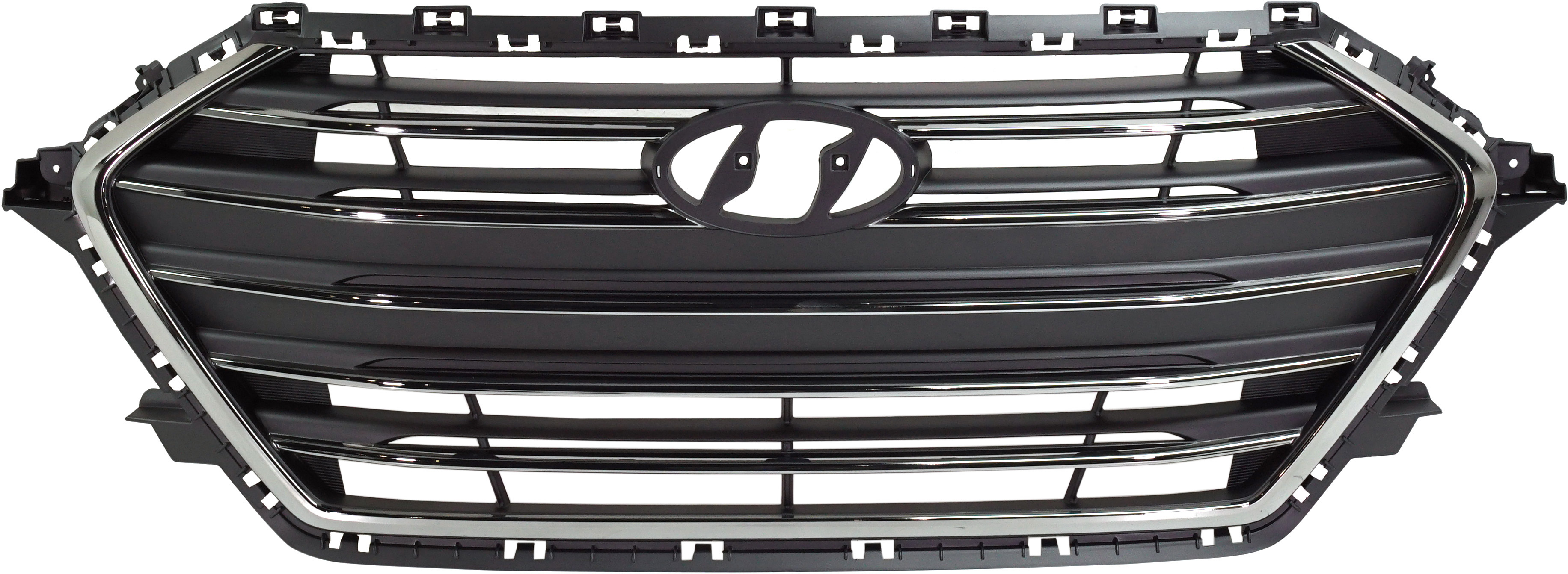 AM ELANTRA 17-18 GRILLE Black Shell Chrome Insert Exc. 1.6L Turbo Eng USA Built w o ACC SKU RH07010017 Partslink HY1200200 OEM 86350F3100