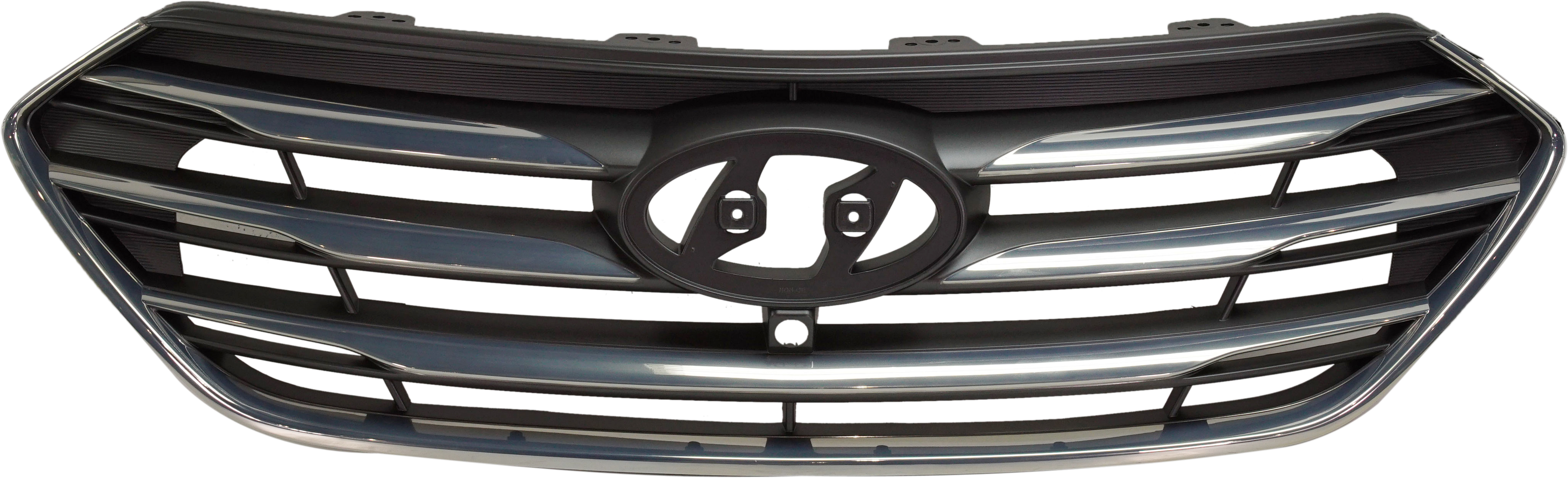 AM SANTA FE SPORT 17-18 GRILLE Painted Gray Shell and Insert w Chrome Molding w Camera Hole SKU RH07010018 Partslink HY1200202 OEM 863514Z510