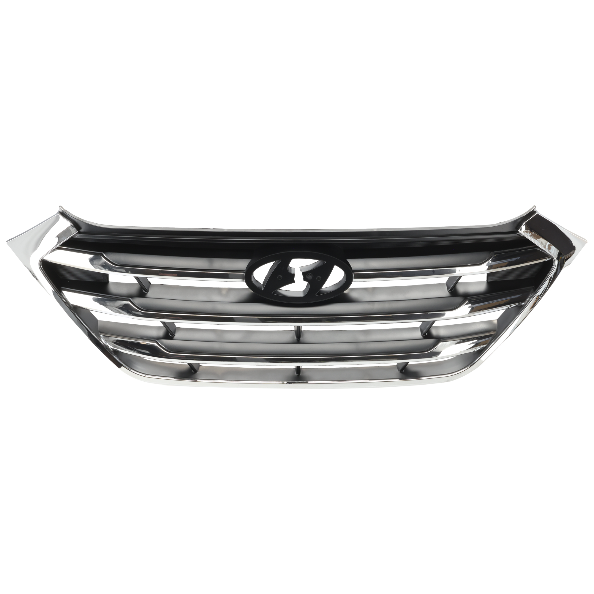 AM TUCSON 16-17 GRILLE Silver Shell and Insert Chrome Molding w Pedestrian Recognition To 5-16-16 SKU RH07010057 Partslink HY1200190 OEM 86350D3100CR