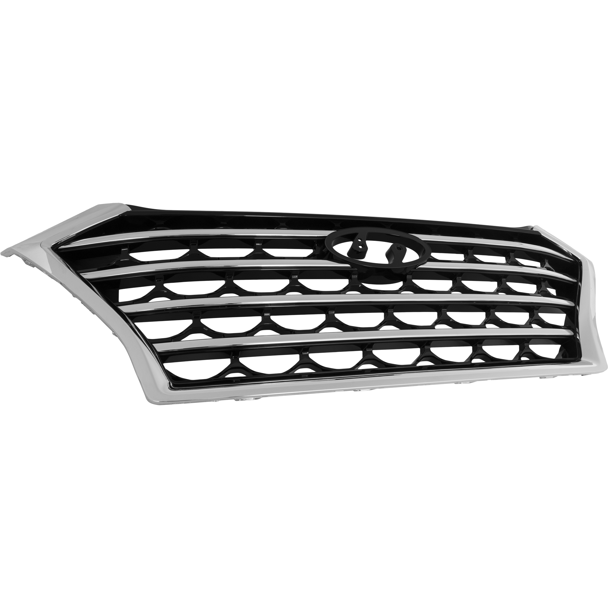 AM TUCSON 19-21 GRILLE Painted Black w Chrome Frame Trim w o Camera Hole SKU RH07010069 Partslink HY1200233 OEM 86350D3640
