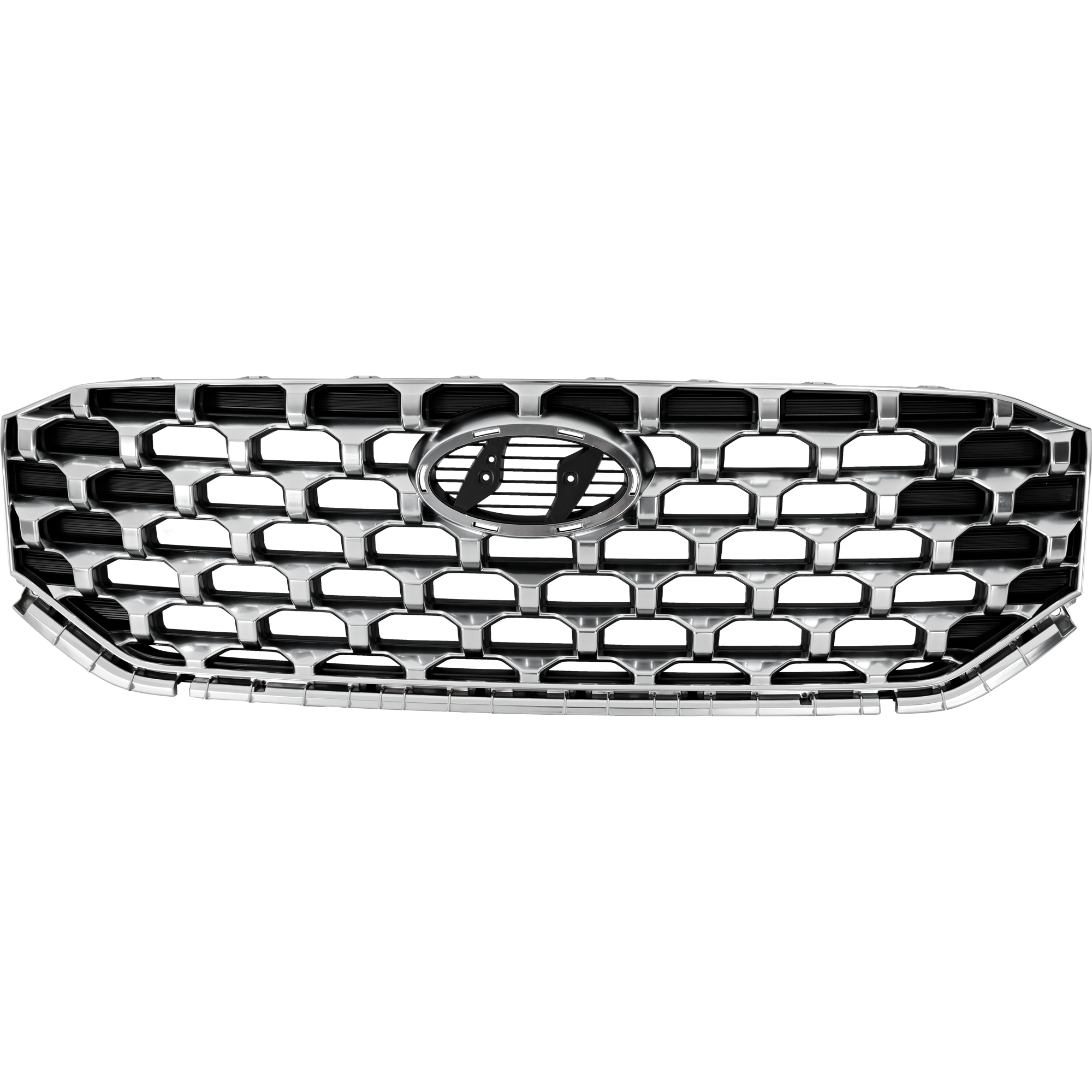 AM SANTA FE 21-23 GRILLE Textured Black Shell and Insert w Painted Satin Frame Hybrid Blue SEL Preffered Models SKU RH07010086 Partslink HY1200243 OEM 86350S2600
