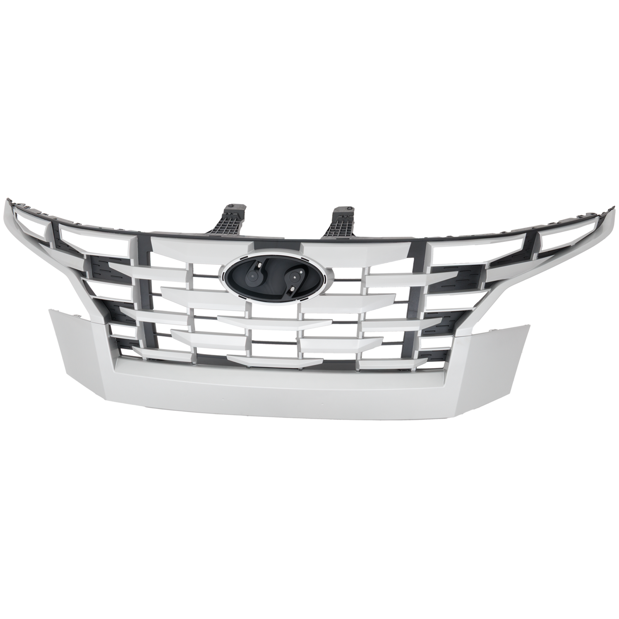 AM SANTA CRUZ 22-24 GRILLE Textured Black w Painted Silver Gray Molding SE SEL SEL Premium Models CAPA SKU RH07010113Q Partslink HY1200289C OEM 86350K5000SPA