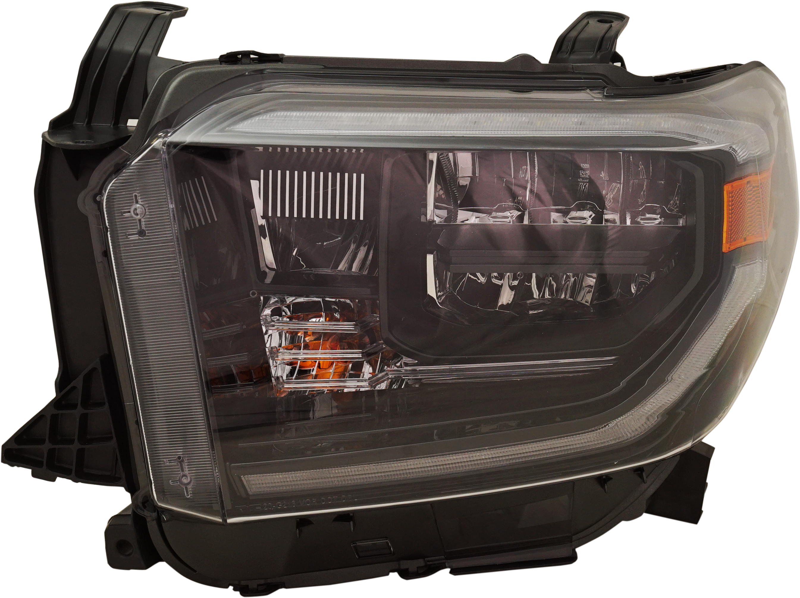 AM TUNDRA 19-21 HEAD LAMP LH Assembly LED Black Interior w Smoked Chrome Accent SKU RH10010072 Partslink TO2502281 OEM 811500C211