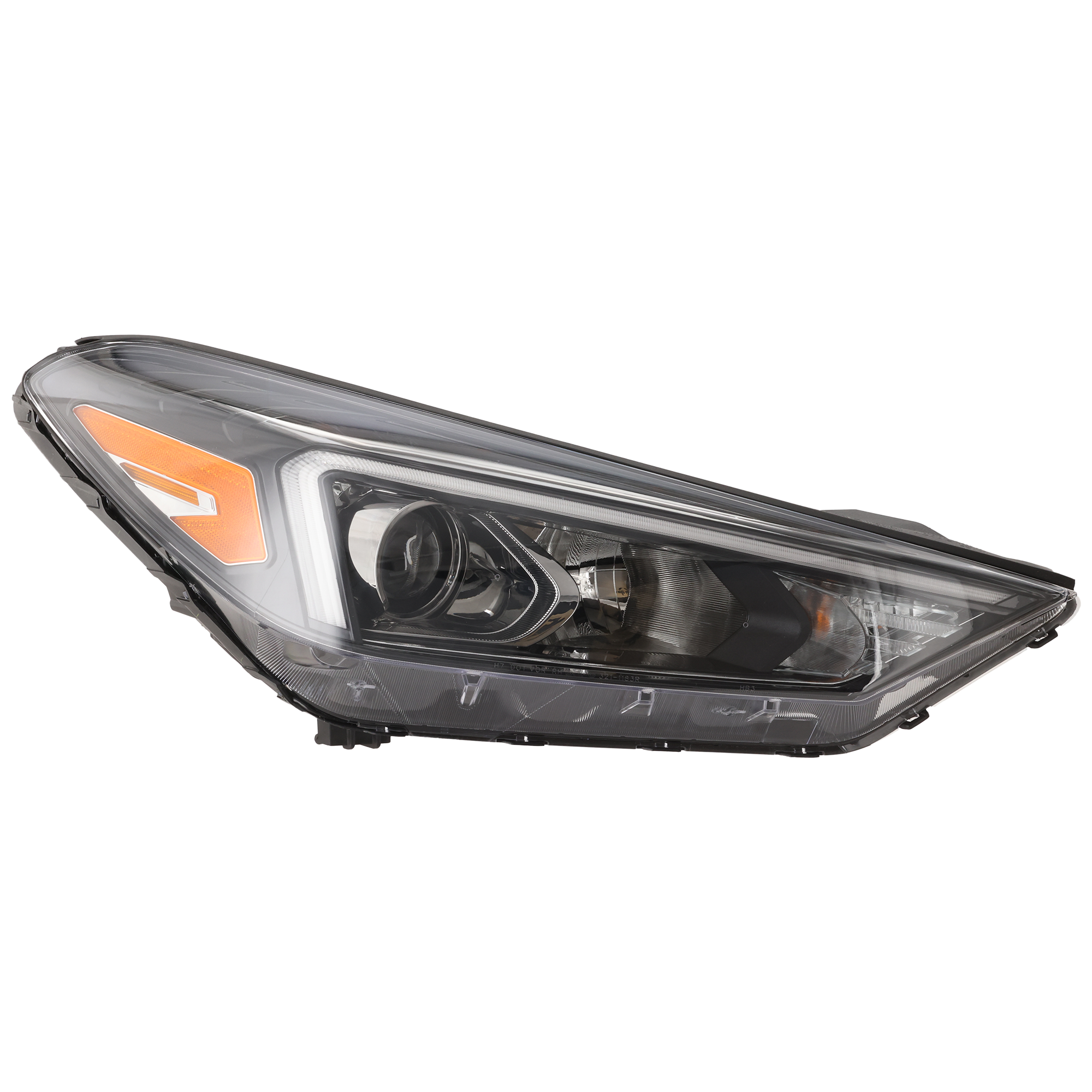 AM TUCSON 19-21 HEAD LAMP RH Assembly Halogen w LED Position Light CAPA SKU RH10010163AQ Partslink HY2503235C OEM 92102D3650