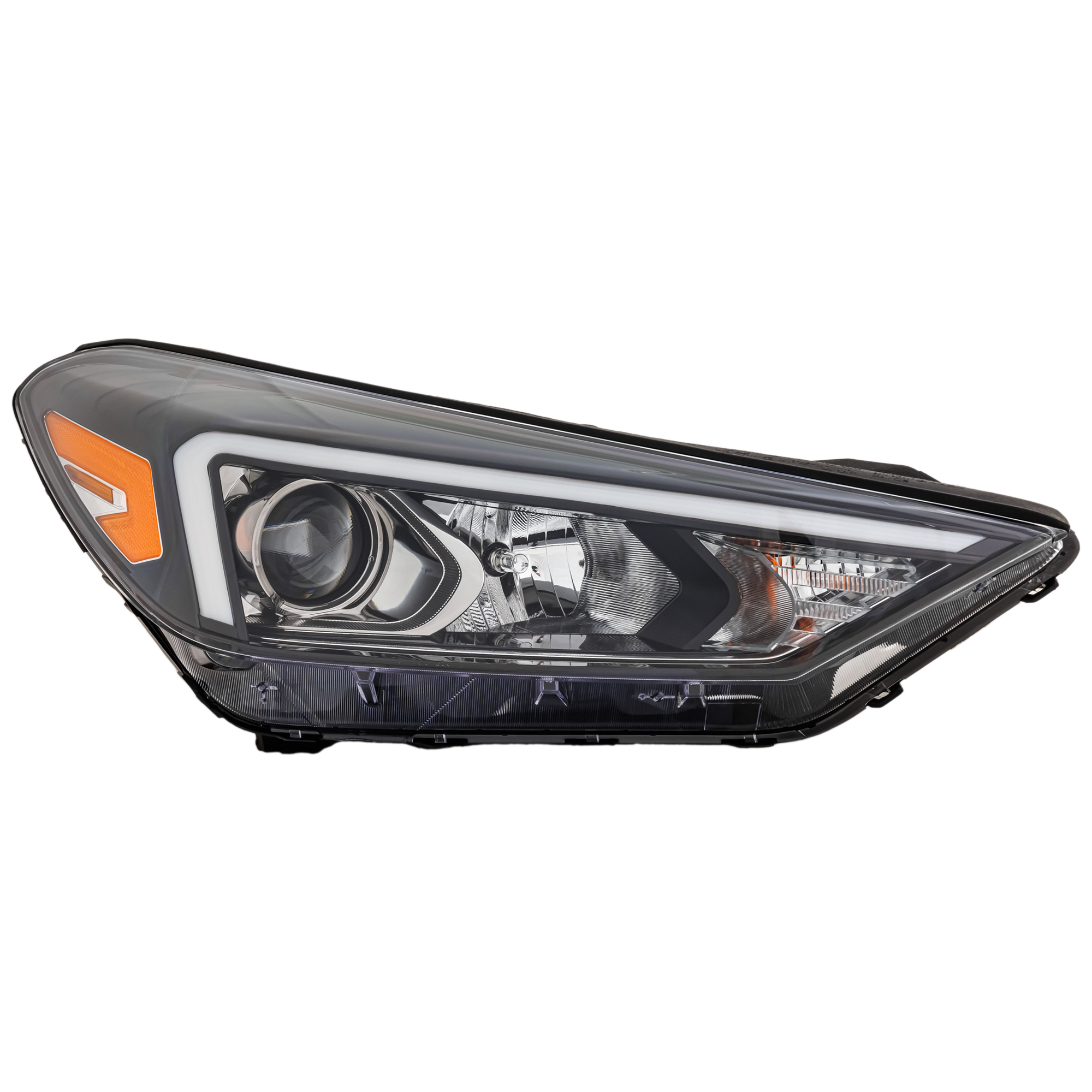 AM TUCSON 19-21 HEAD LAMP RH Assembly Halogen w o LED Position Light CAPA SKU RH10010165AQ Partslink HY2503234C OEM 92102D3500
