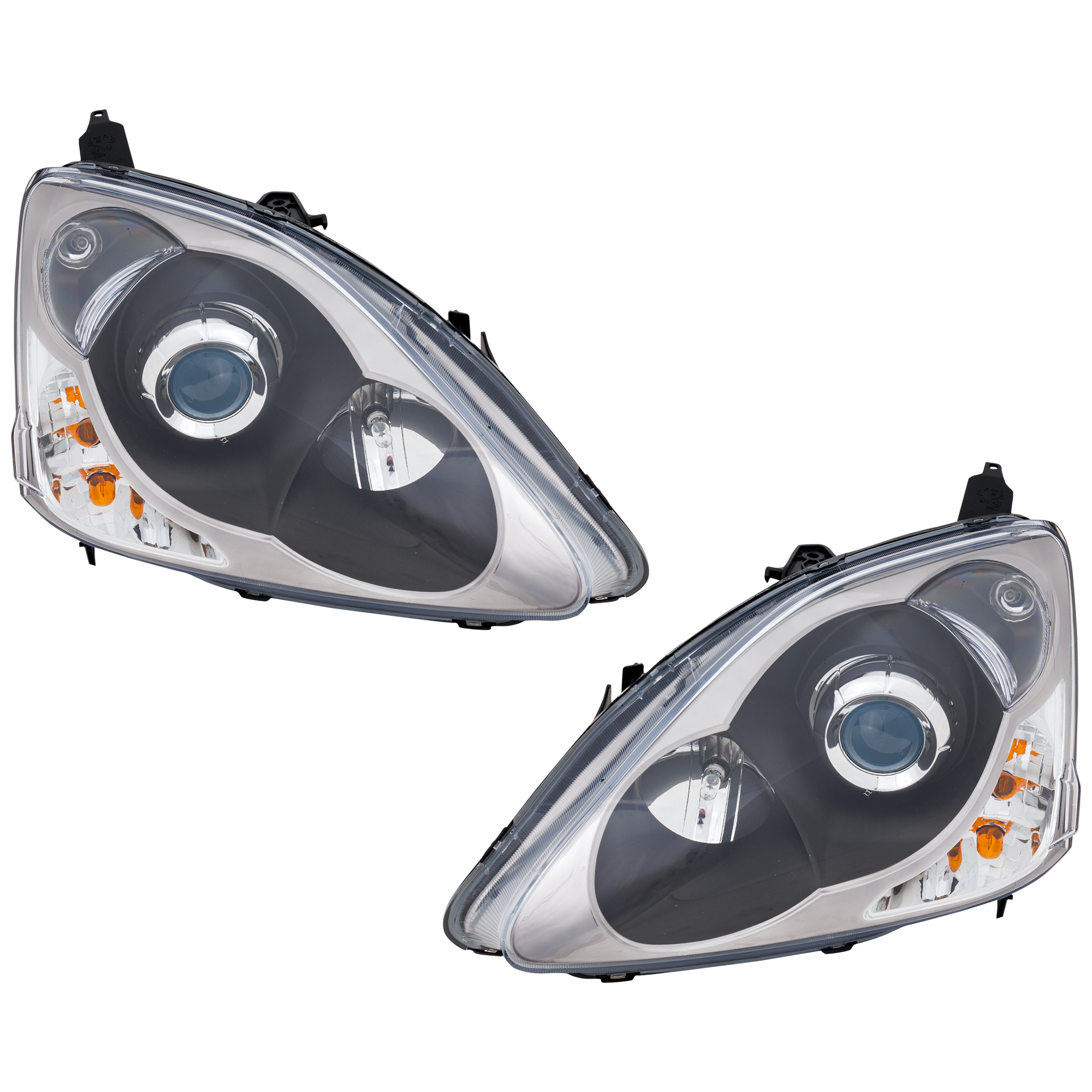 AM CIVIC 02-05 PROJECTOR HEAD LAMP RH AND LH Assembly Halogen Black Interior Hatchback SKU RH10200001 Partslink HO2505139 OEM Performance