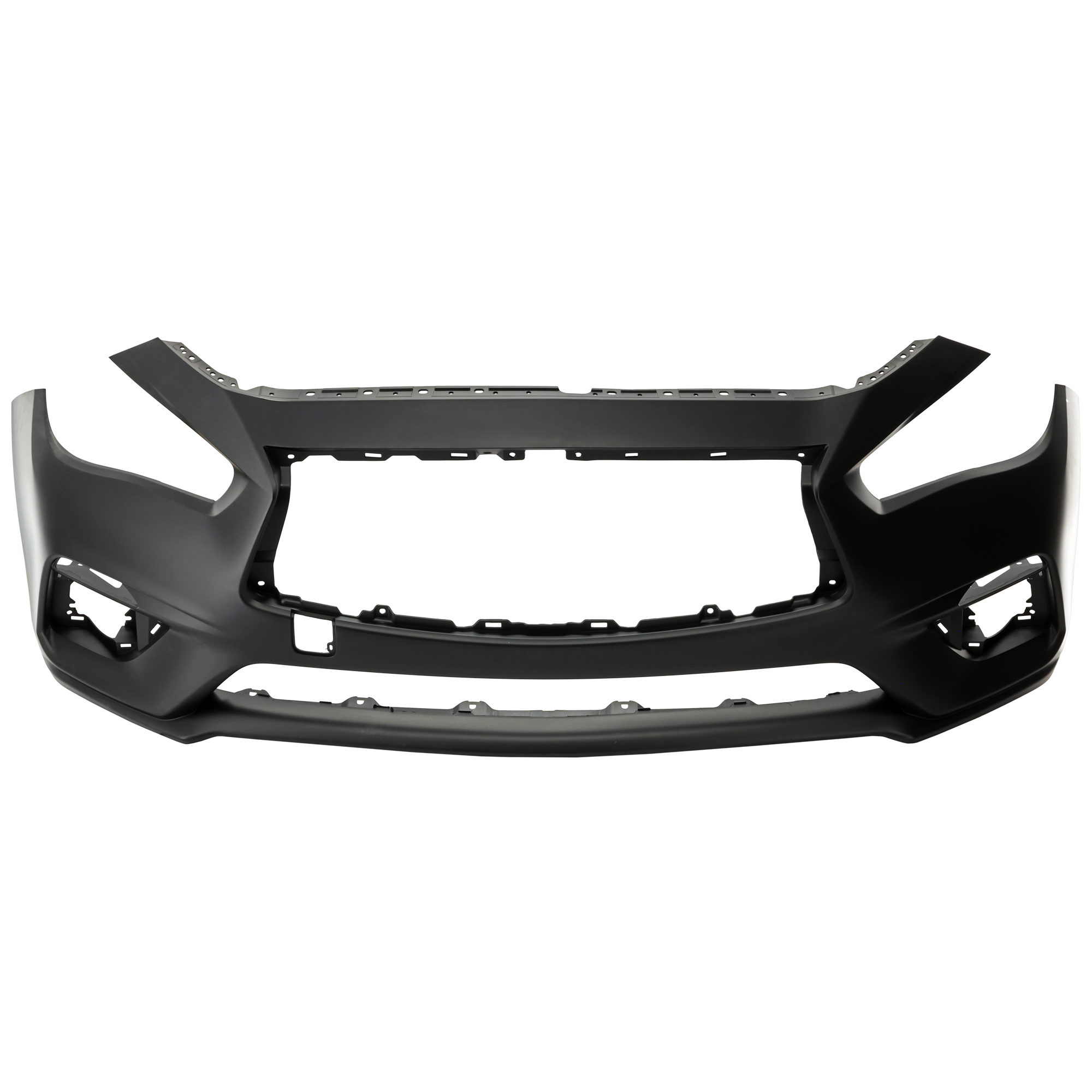 AM Q50-18-21 FRONT BUMPER COVER Primed 18-18 Hybrid Luxe Pure Models w o Object Sensor Holes SKU RI01030016P Partslink IN1000284 OEM 620226HH0H