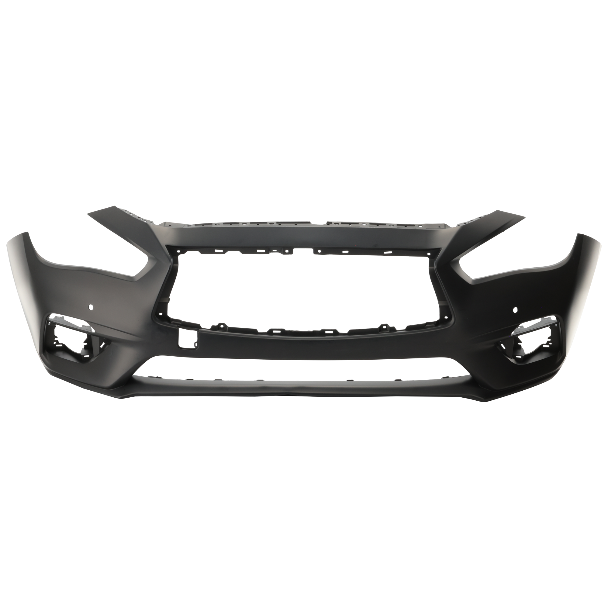 AM Q50-18-24 FRONT BUMPER COVER Primed 18-18 Hybrid Luxe Pure Models w Object Sensor Holes SKU RI01030017P Partslink IN1000285 OEM 620226HH1H